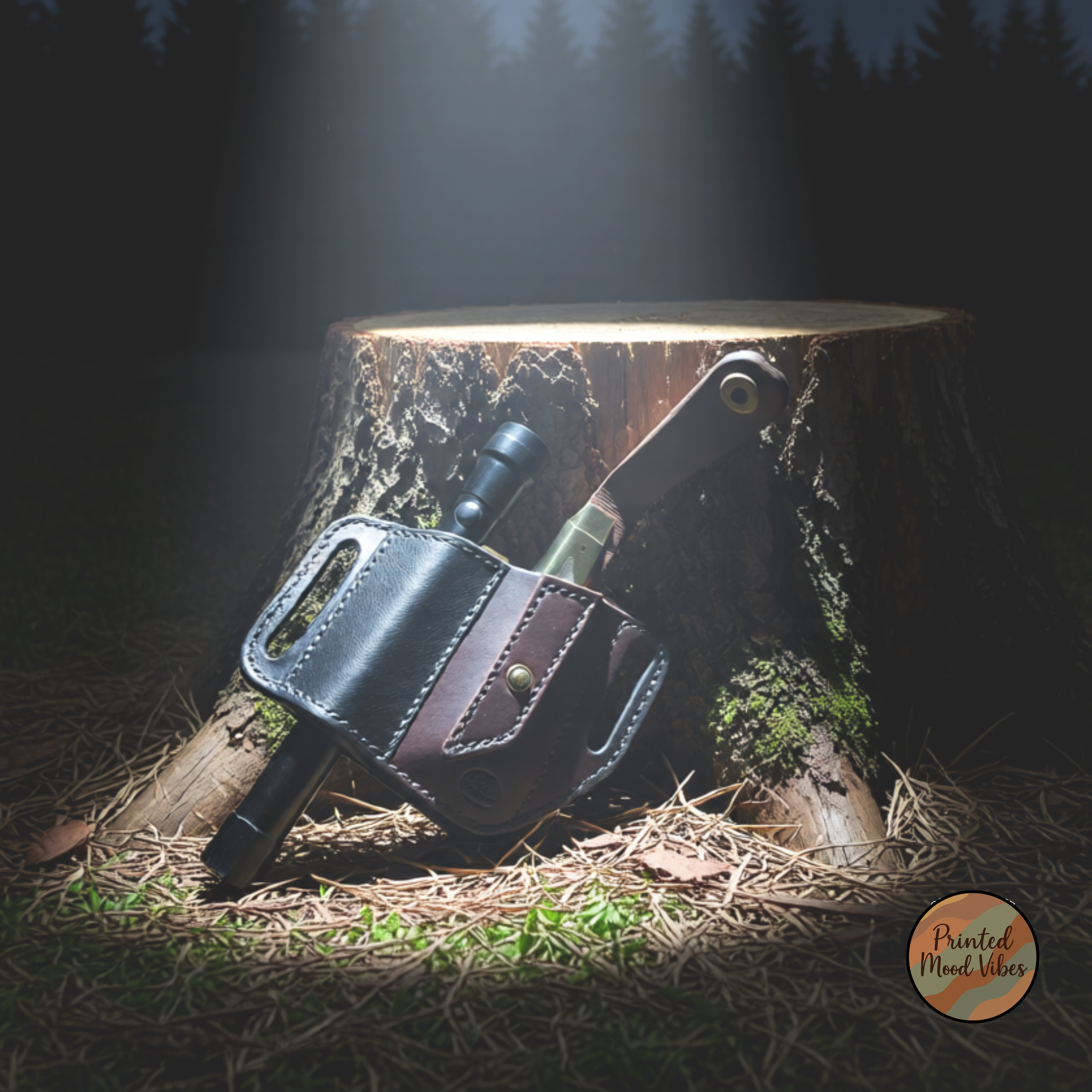 Handmade Knife and Flashlight Leather Sheath, Dad Gift, Tool Belt Knife and Flashlight Holder