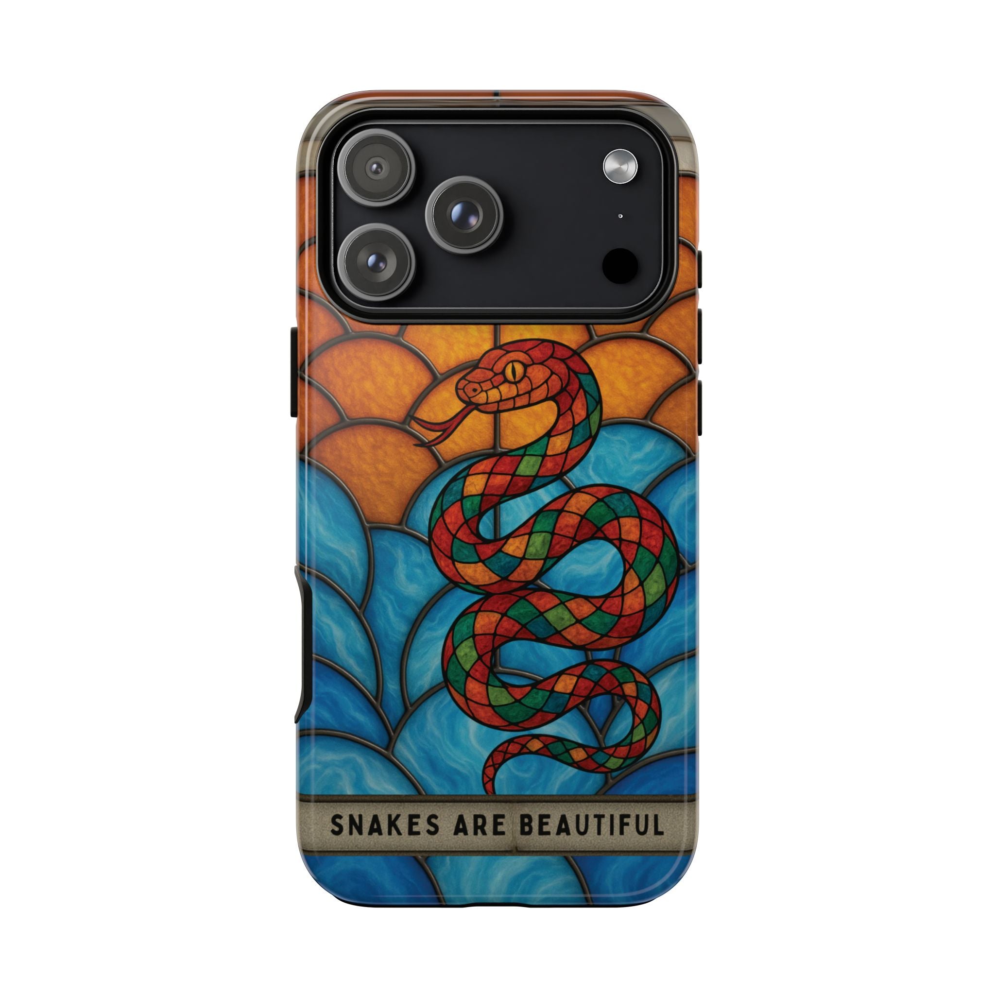 Snakes Are Beautiful Stained Glass Phone Case, Colorful Reptile Design Phone Cover, Nature Lovers Reptile Phone Case, Danger Noodle Case