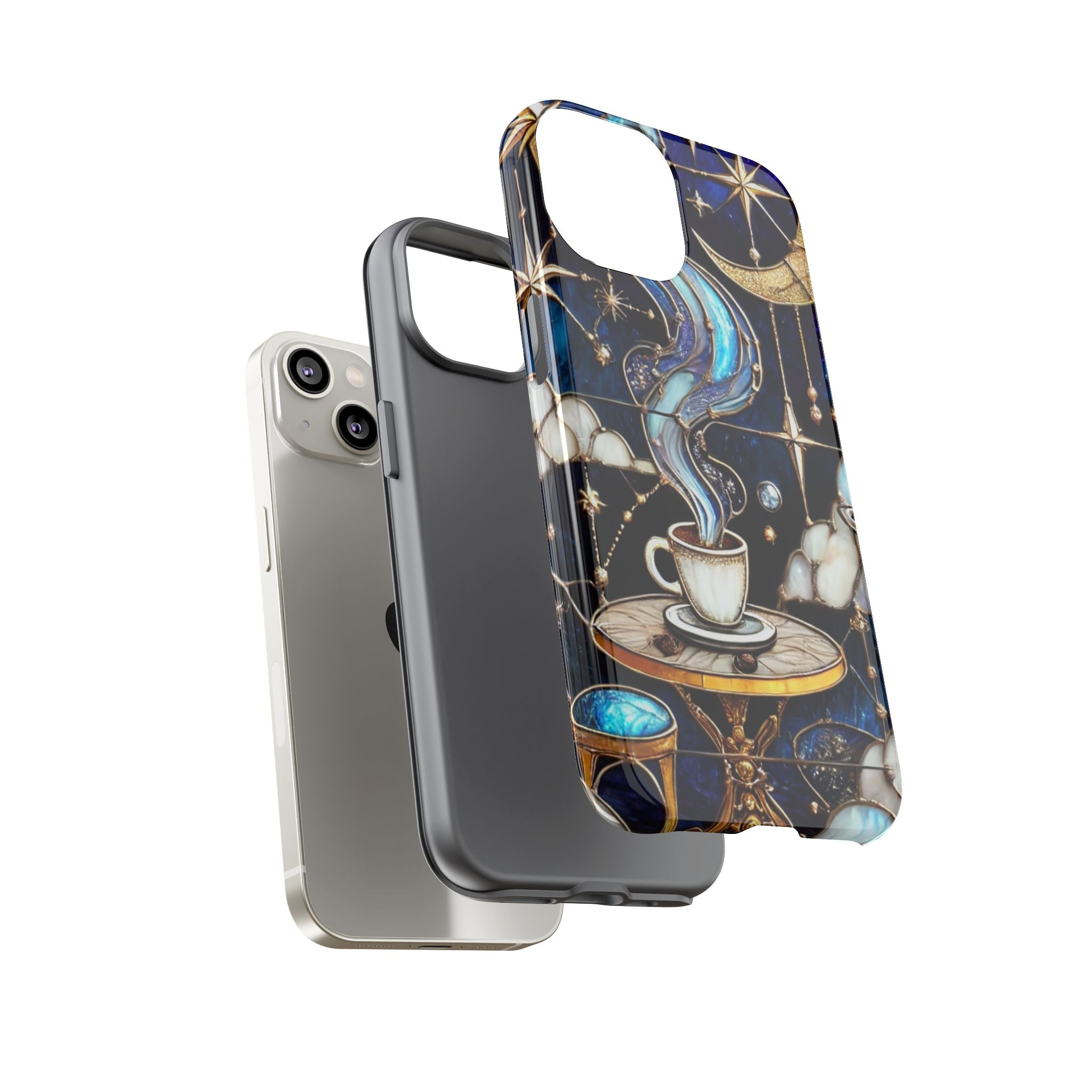 Celestial Stained Glass Coffee iPhone Case – Shockproof 3D Wrap