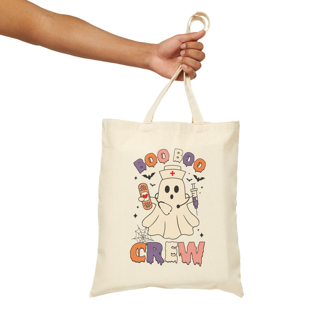 Boo-boo Crew Canvas Nurse Tote Bag - Spooky Season Medical Student Gift, Halloween Trick or Treat Bag, Healthcare Worker Reusable Laptop Bag