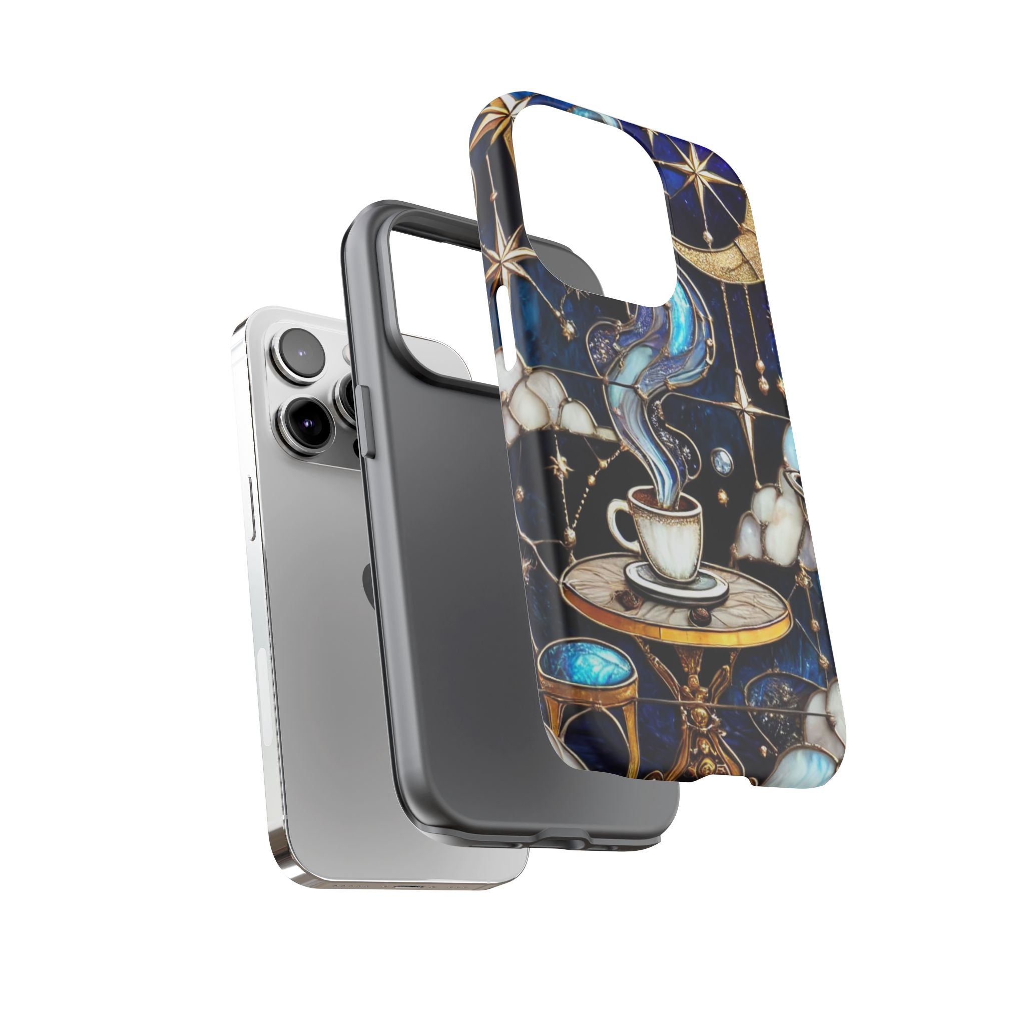 Celestial Stained Glass Coffee iPhone Case – Shockproof 3D Wrap