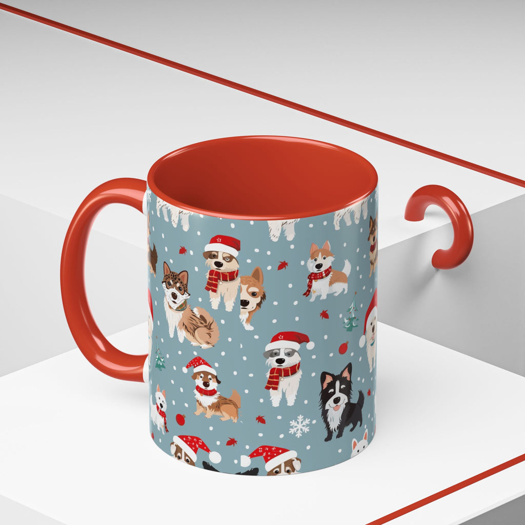 Corgi Holiday Coffee Mug – Cute Santa Dog Pattern Accent Mug (11/15oz)