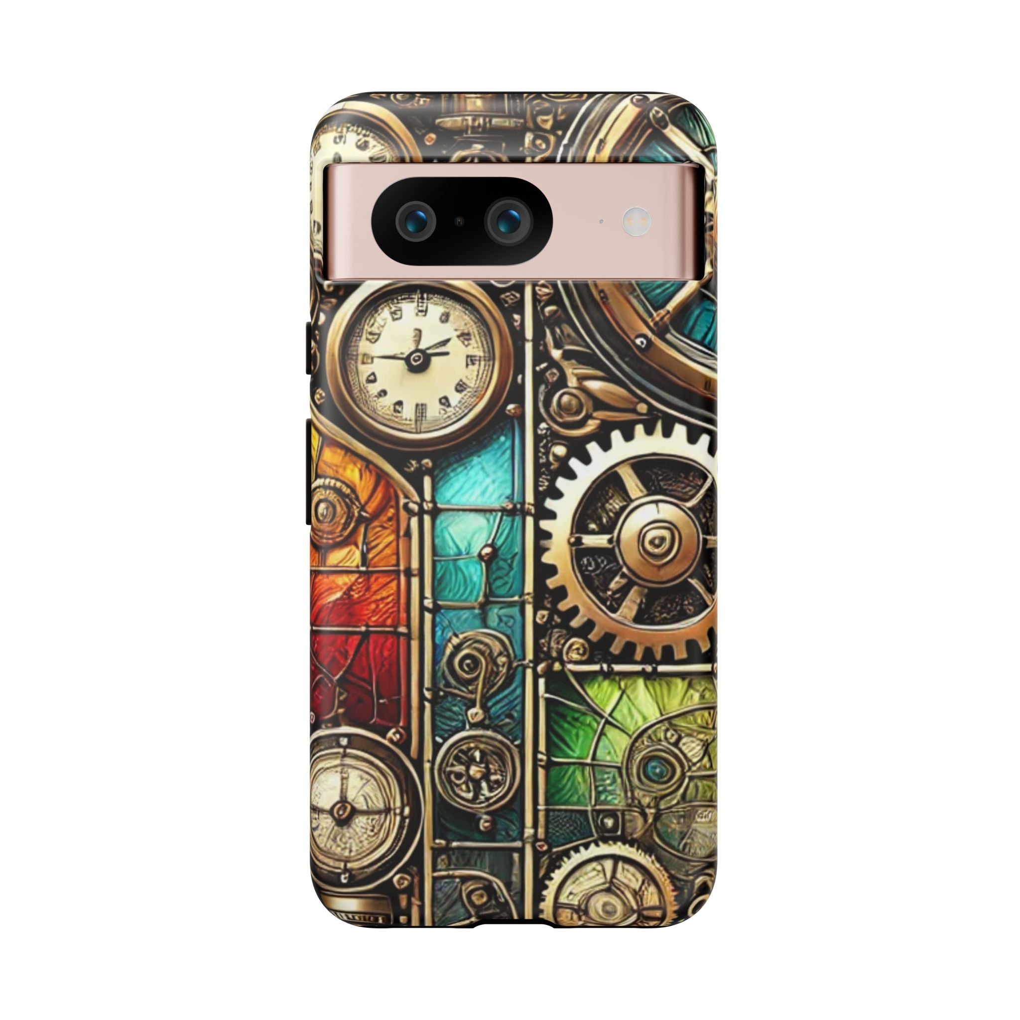 Steampunk Faux Stained Glass Android Phone Case – 3D Full-Wrap Protective Cover with TPU Liner