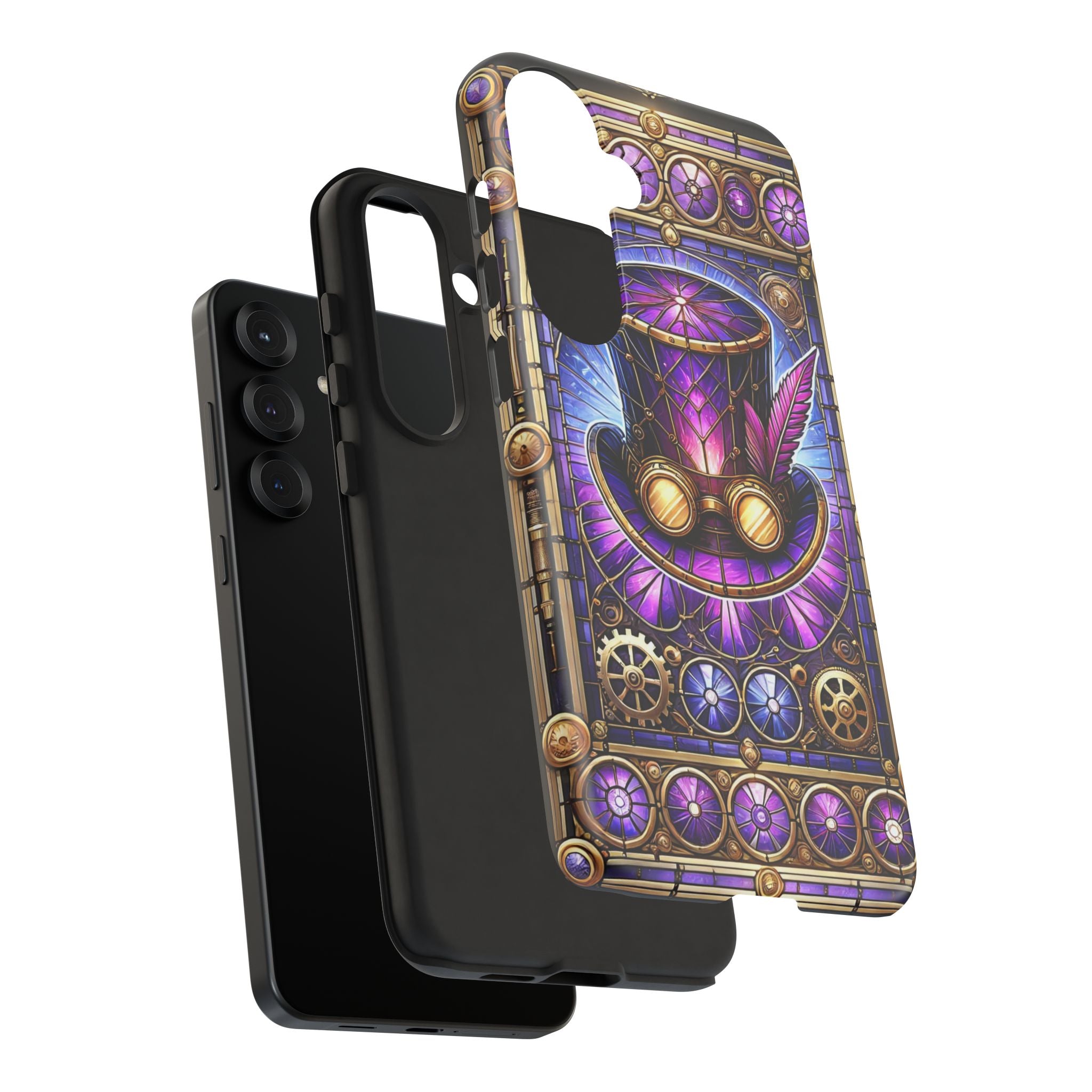 Stained Glass Steampunk Android Phone Case – 3D Full-Wrap Protective Cover with TPU Liner