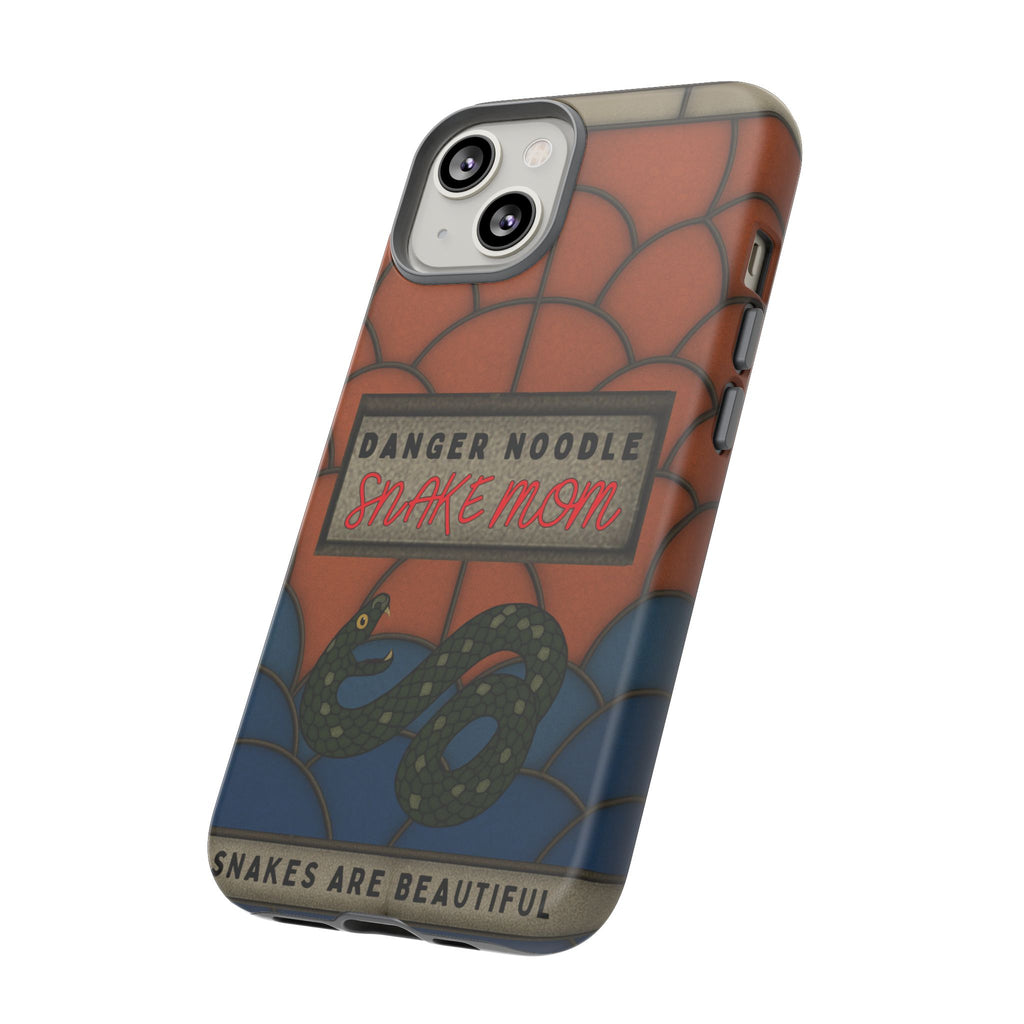 Danger Noodle Snake Mom Phone Case | Snakes Are Beautiful |Stained Glass Snake Art | Funny Snake Lover Gift |  Reptile Mom Phone Cover