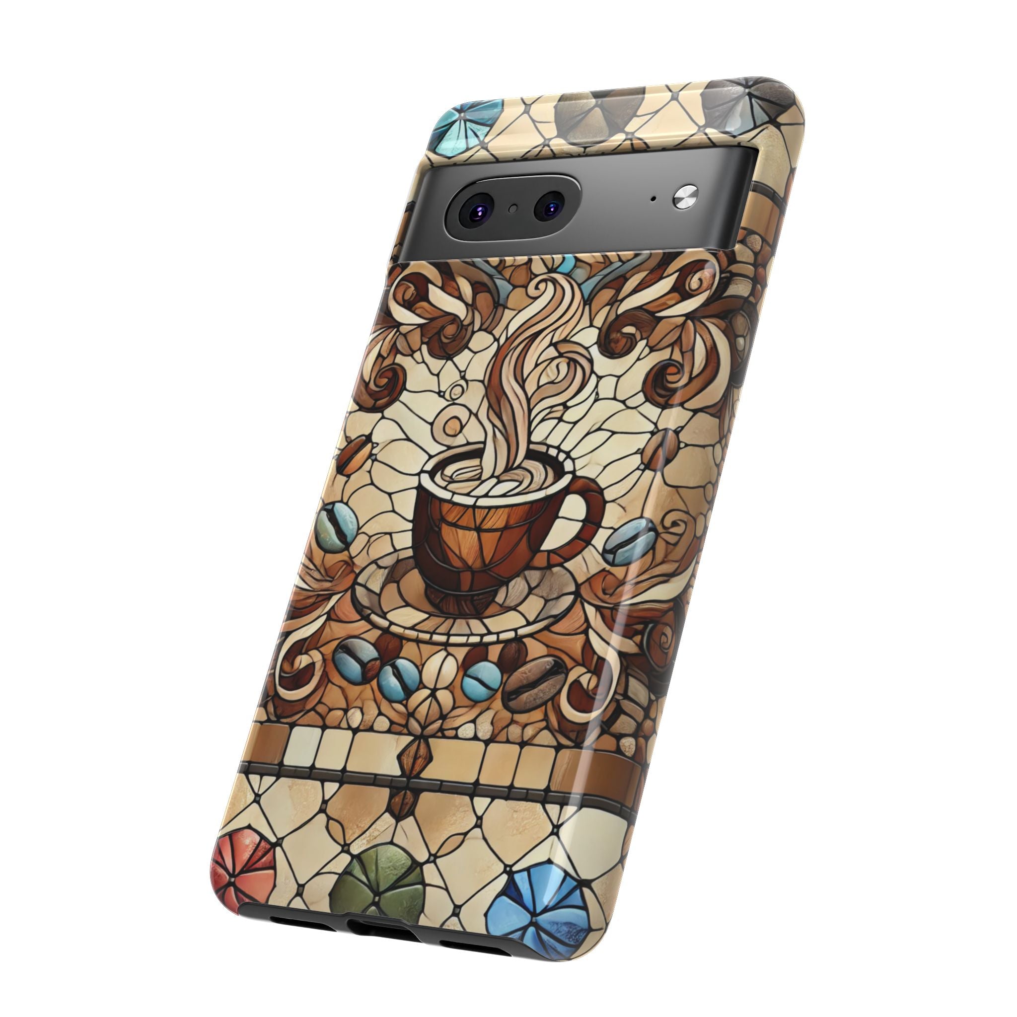 Stained Glass Coffee Android Phone Case – Shockproof TPU, 3D Wrap