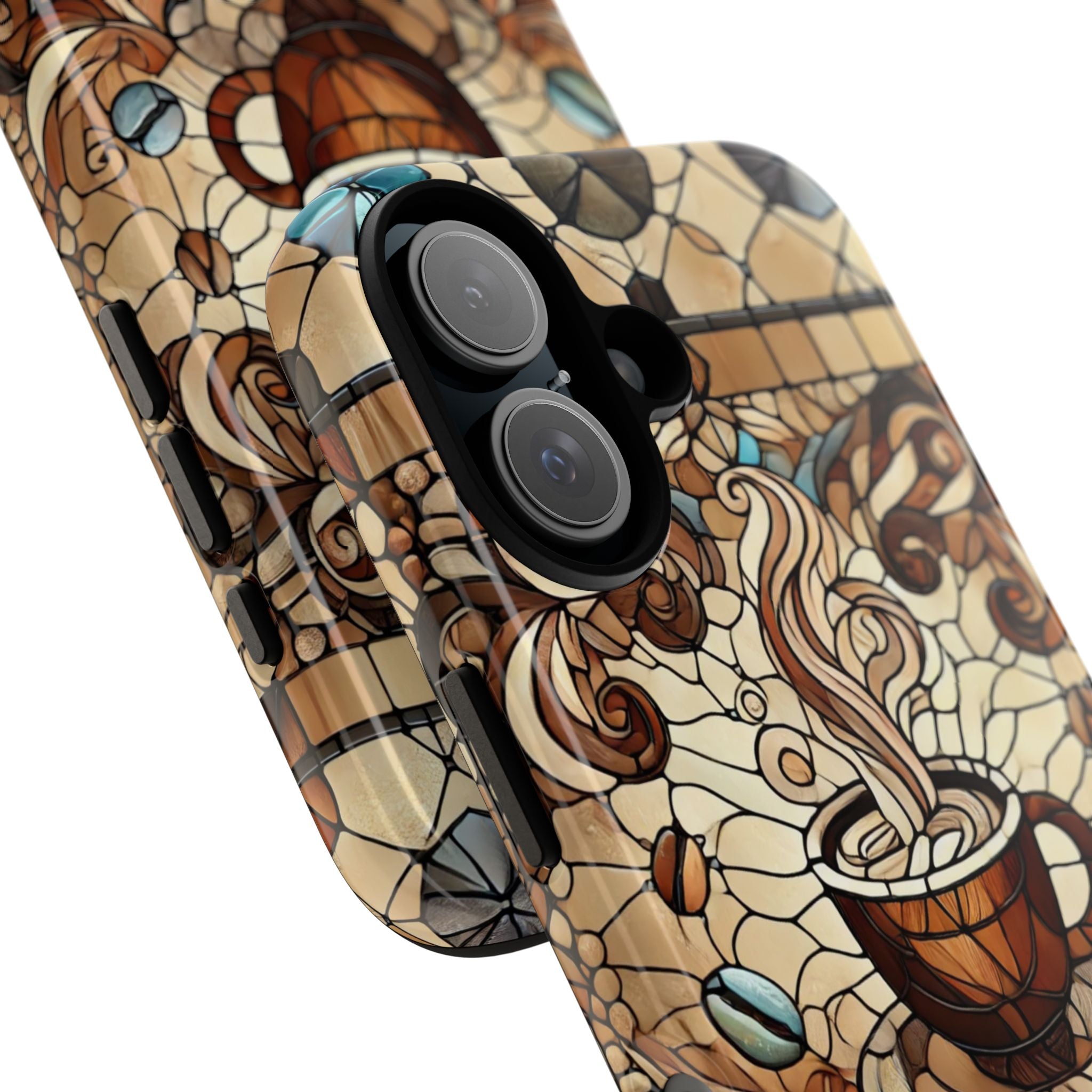 Stained Glass Coffee iPhone Case – Shockproof TPU, 3D Wrap Design