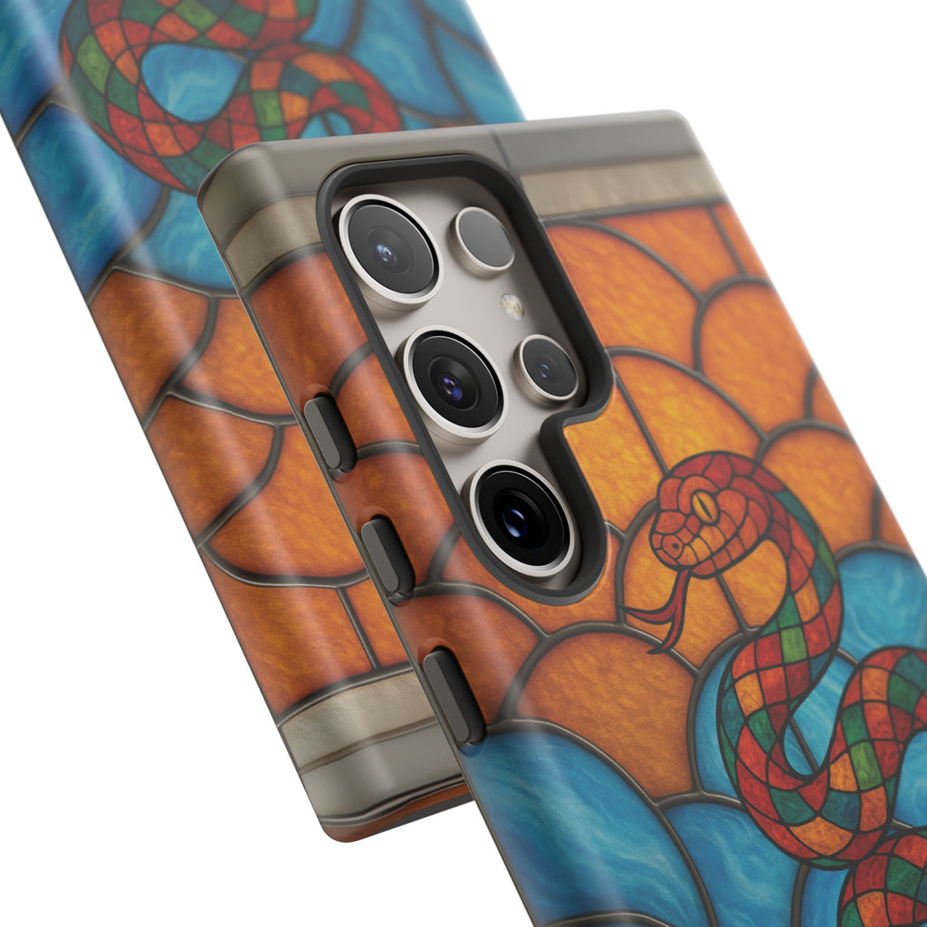 Snakes Are Beautiful Stained Glass Phone Case, Colorful Reptile Design Phone Cover, Nature Lovers Reptile Phone Case, Danger Noodle Case