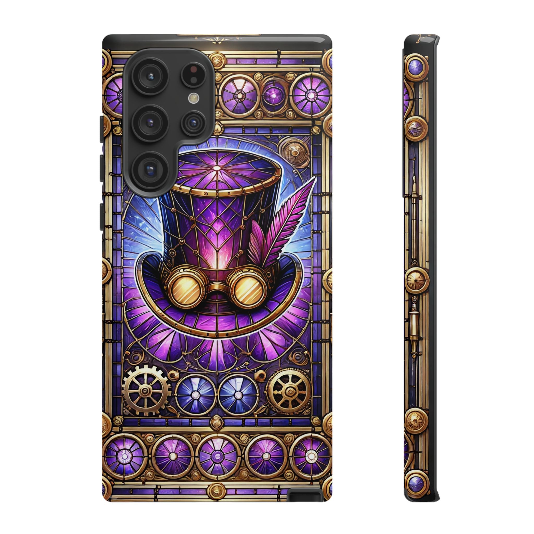 Stained Glass Steampunk Android Phone Case – 3D Full-Wrap Protective Cover with TPU Liner