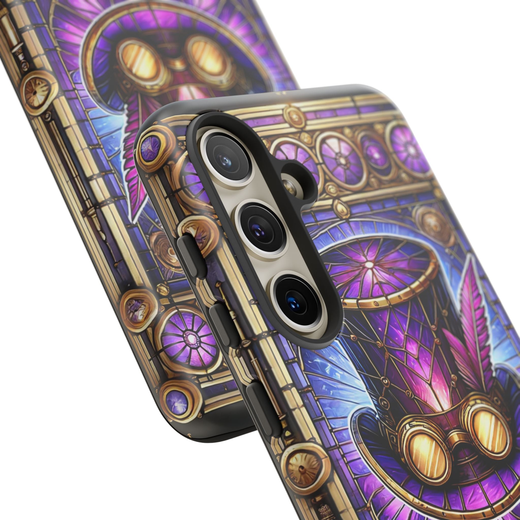 Stained Glass Steampunk Android Phone Case – 3D Full-Wrap Protective Cover with TPU Liner