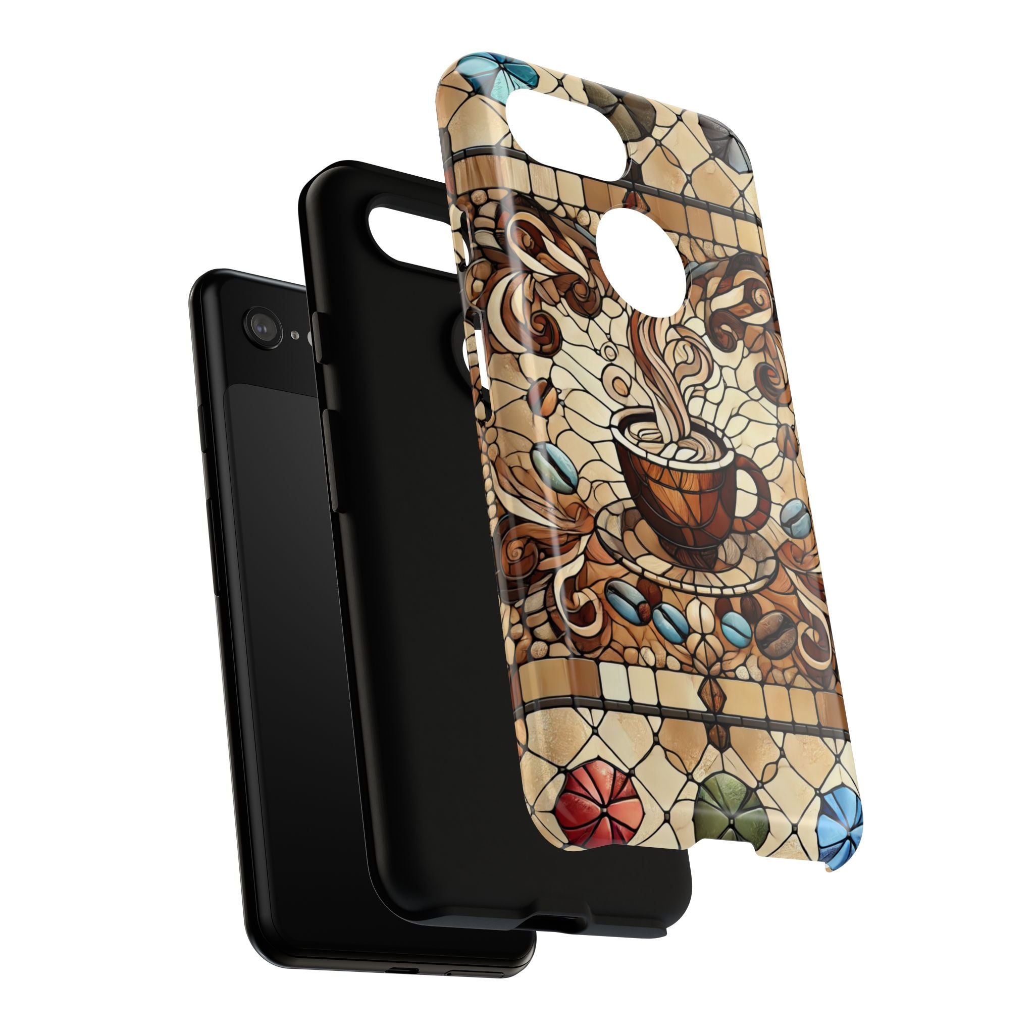 Stained Glass Coffee Android Phone Case – Shockproof TPU, 3D Wrap
