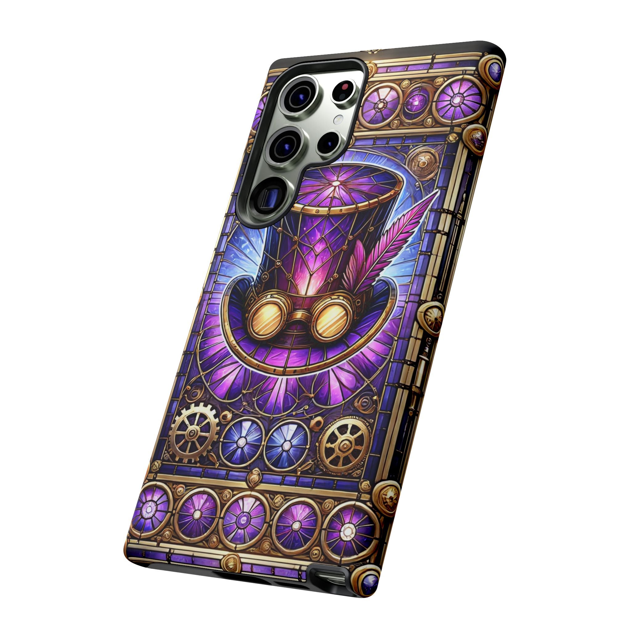 Stained Glass Steampunk Android Phone Case – 3D Full-Wrap Protective Cover with TPU Liner