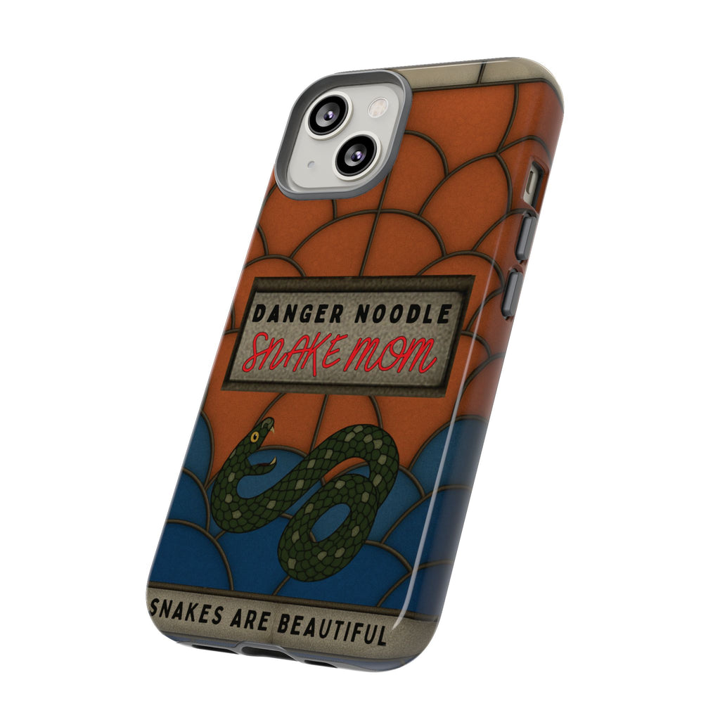 Danger Noodle Snake Mom Phone Case | Snakes Are Beautiful |Stained Glass Snake Art | Funny Snake Lover Gift |  Reptile Mom Phone Cover