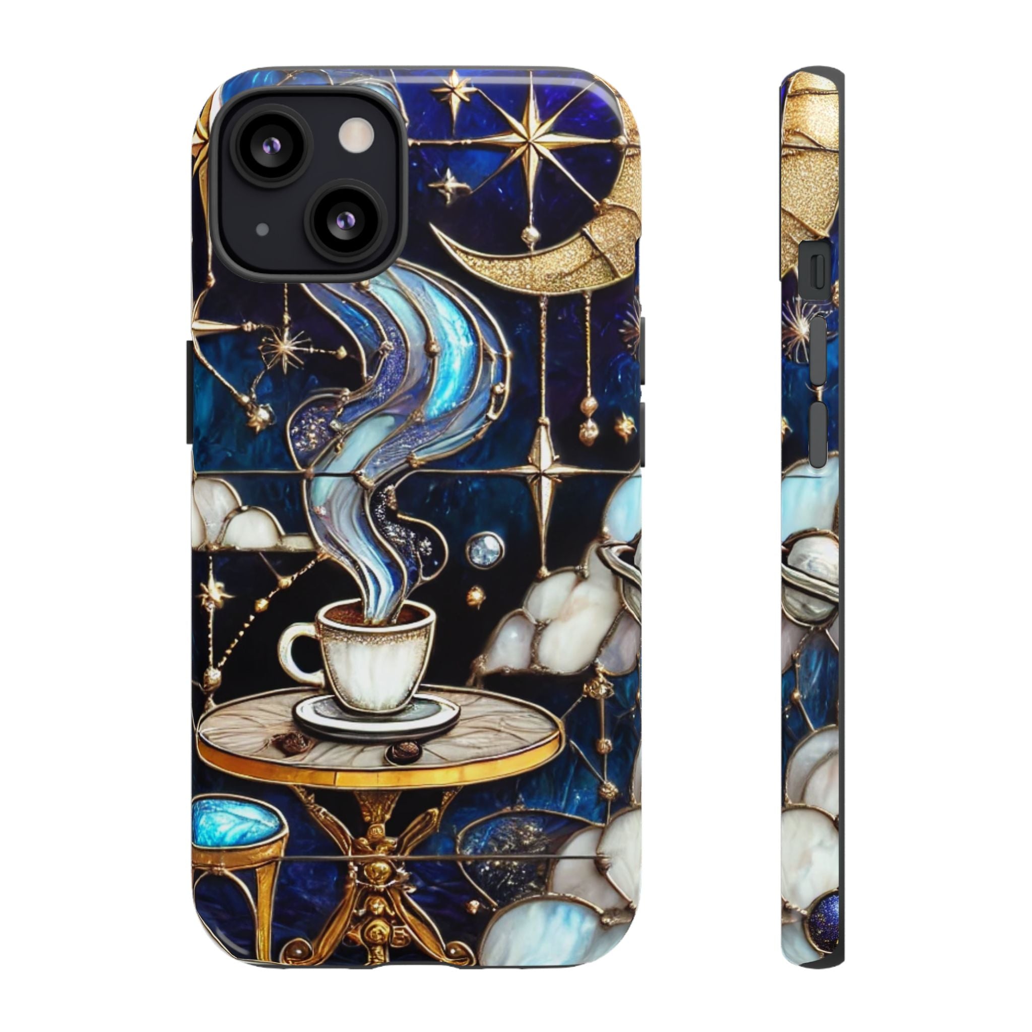 Celestial Stained Glass Coffee iPhone Case – Shockproof 3D Wrap