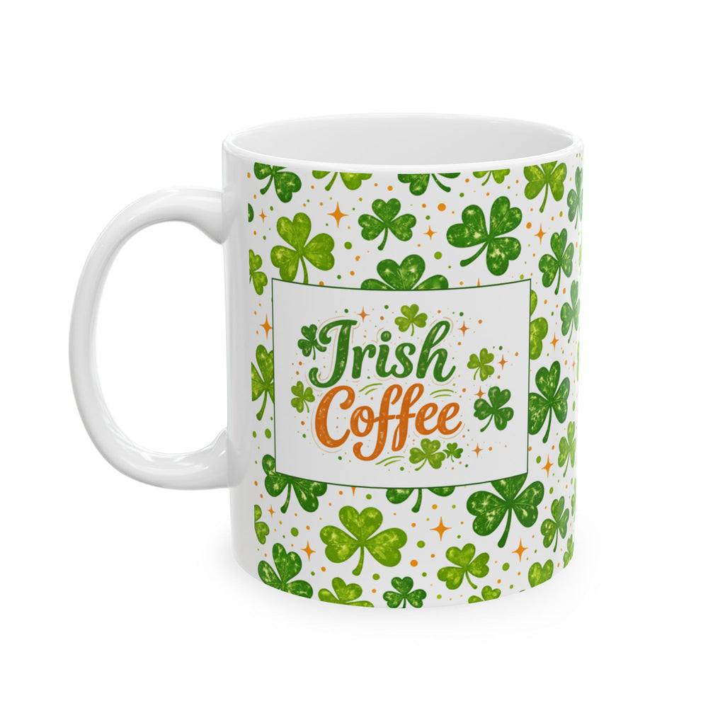 St. Patrick’s Day Irish Coffee Shamrock Ceramic Mug – Lucky Clover Pattern