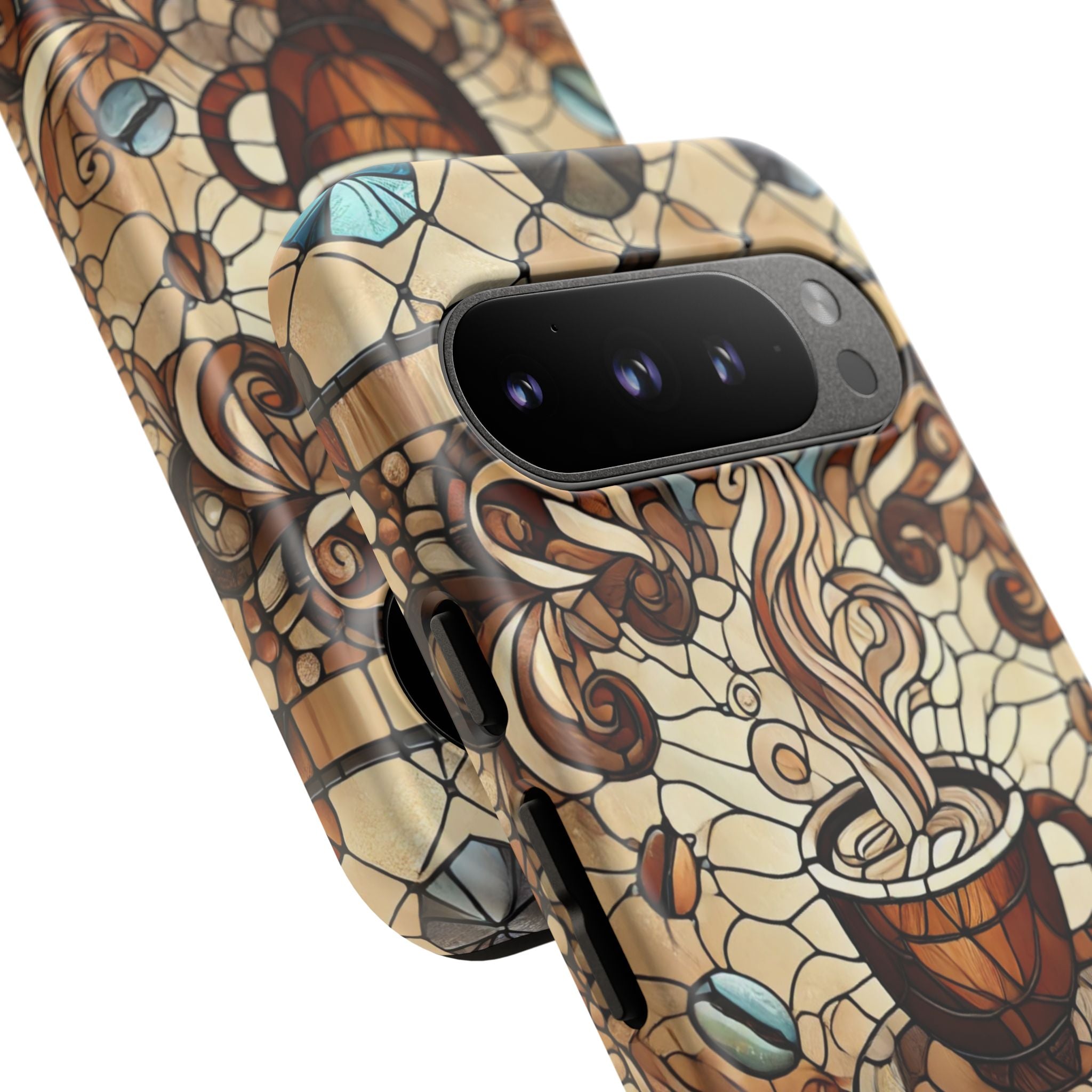 Stained Glass Coffee Android Phone Case – Shockproof TPU, 3D Wrap