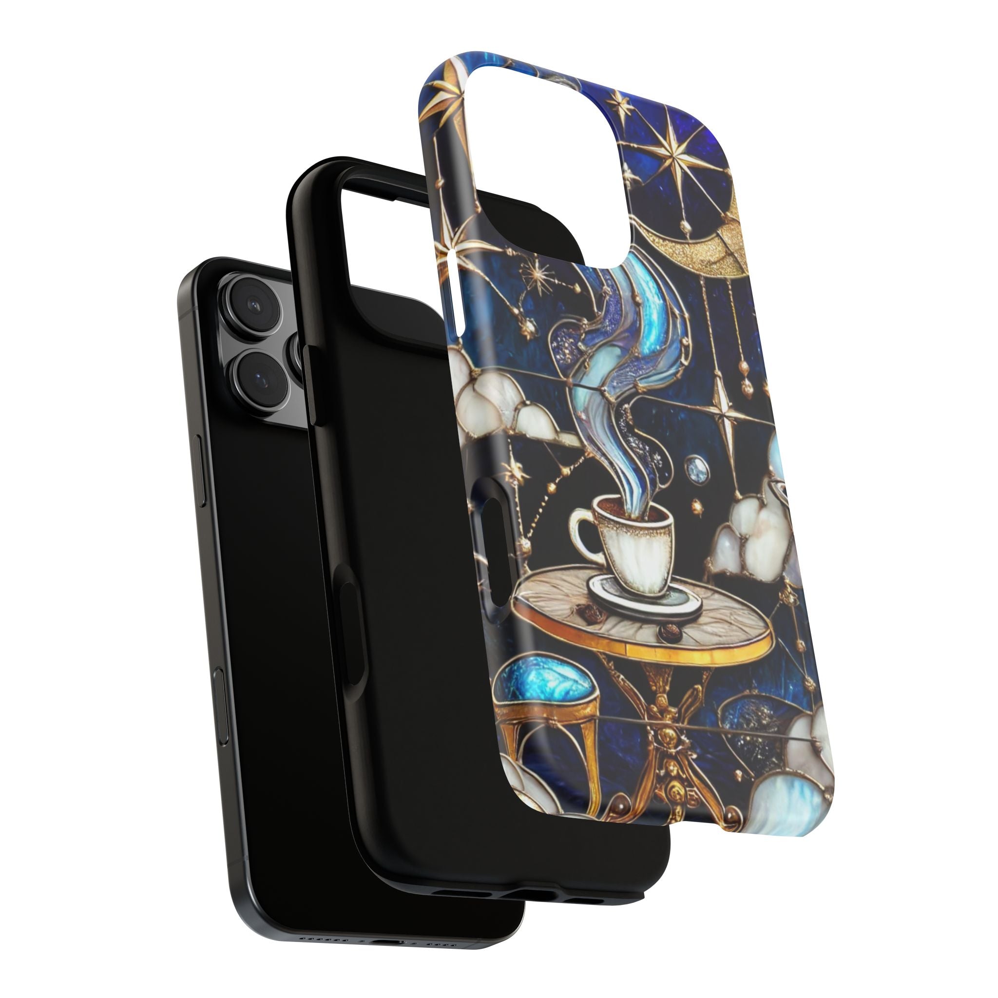 Celestial Stained Glass Coffee iPhone Case – Shockproof 3D Wrap