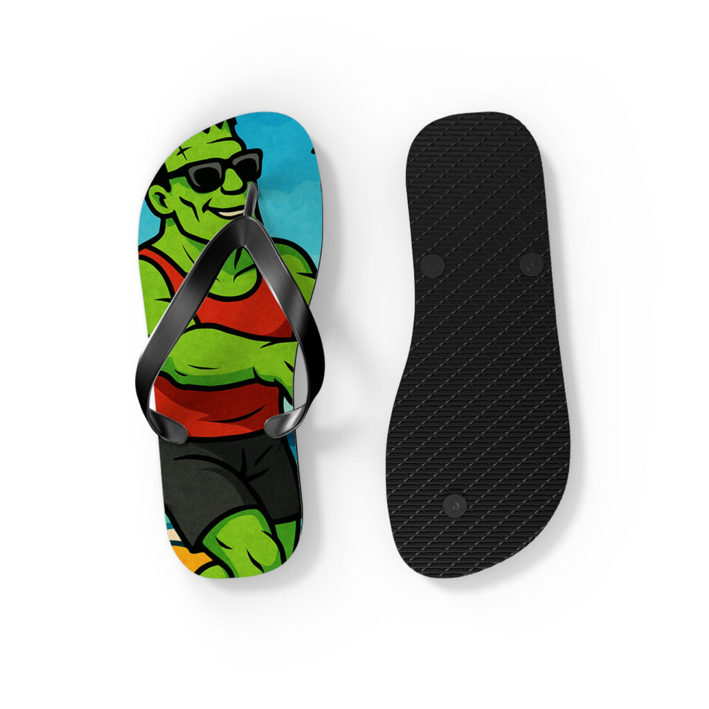 Fun Monster-Themed Flip Flops - Vibrant Summerween Sandals