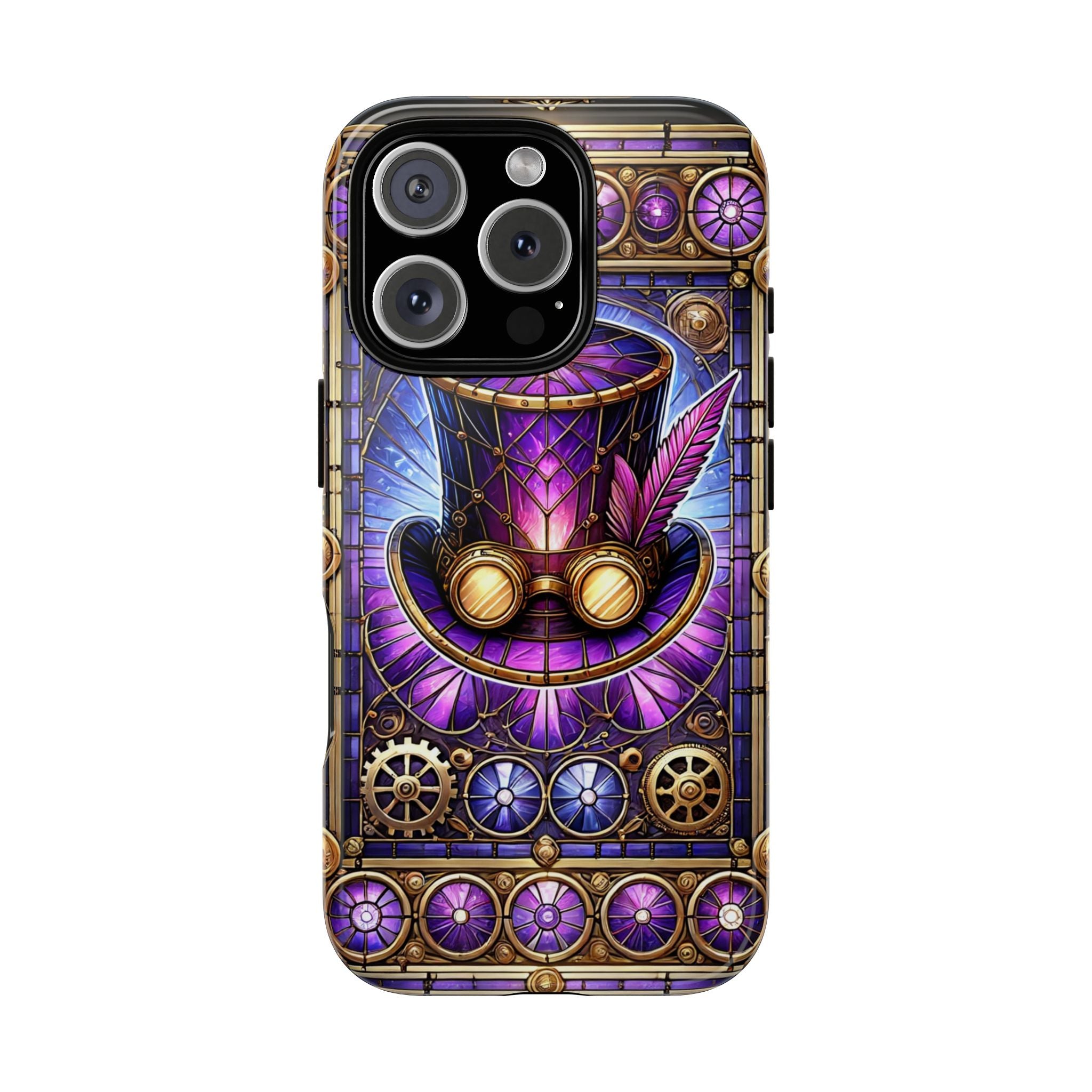 Stained Glass Steampunk iPhone Case – 3D Full-Wrap Protective Phone Cover With TPU Liner