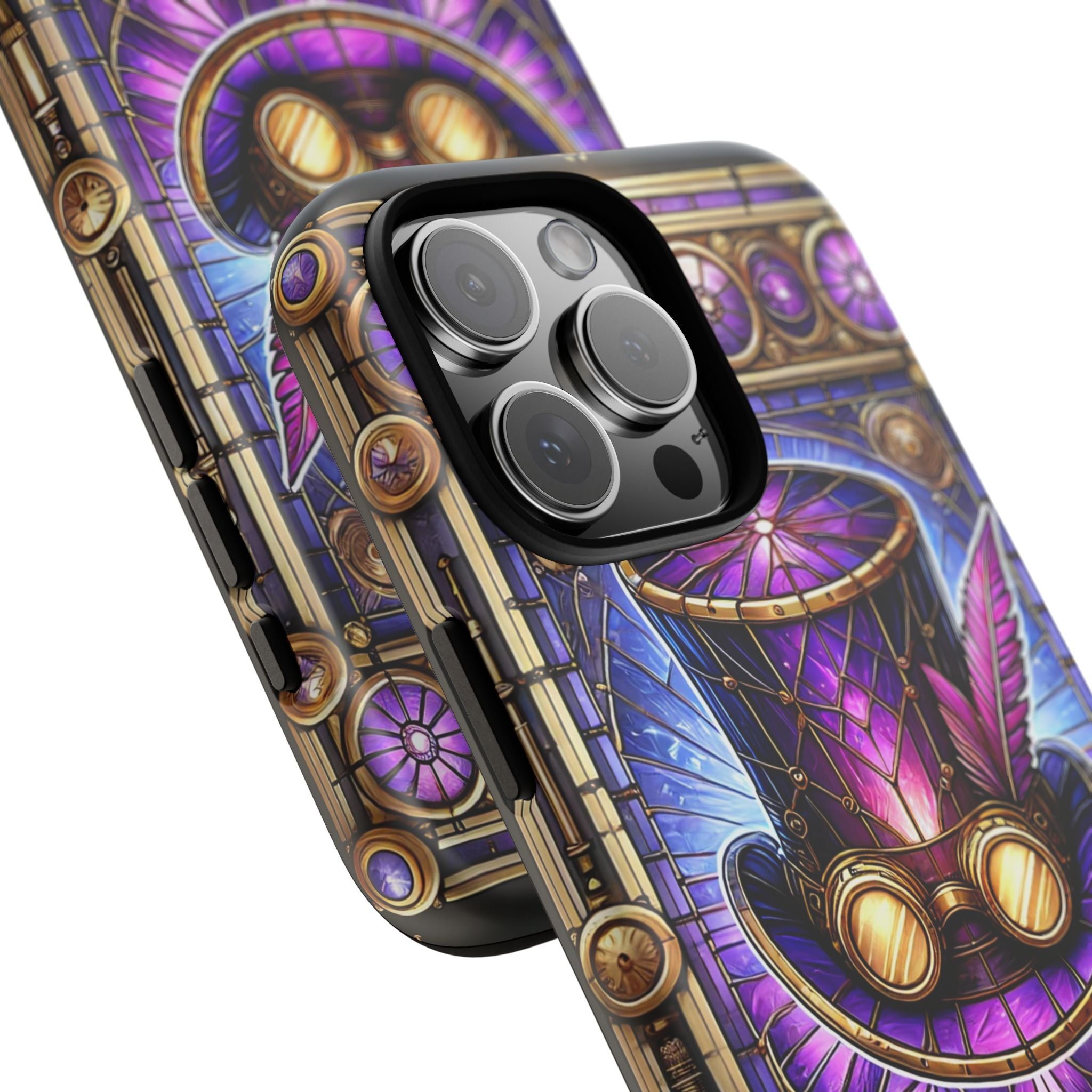 Stained Glass Steampunk iPhone Case – 3D Full-Wrap Protective Phone Cover With TPU Liner