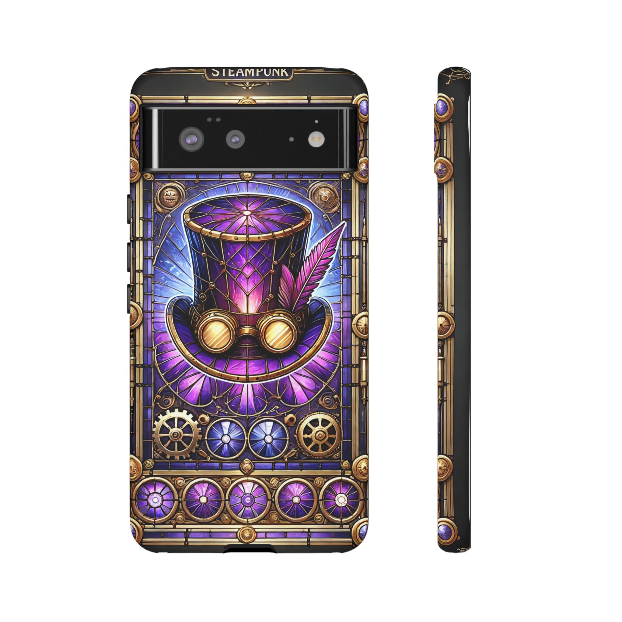 Stained Glass Steampunk Android Phone Case – 3D Full-Wrap Protective Cover with TPU Liner