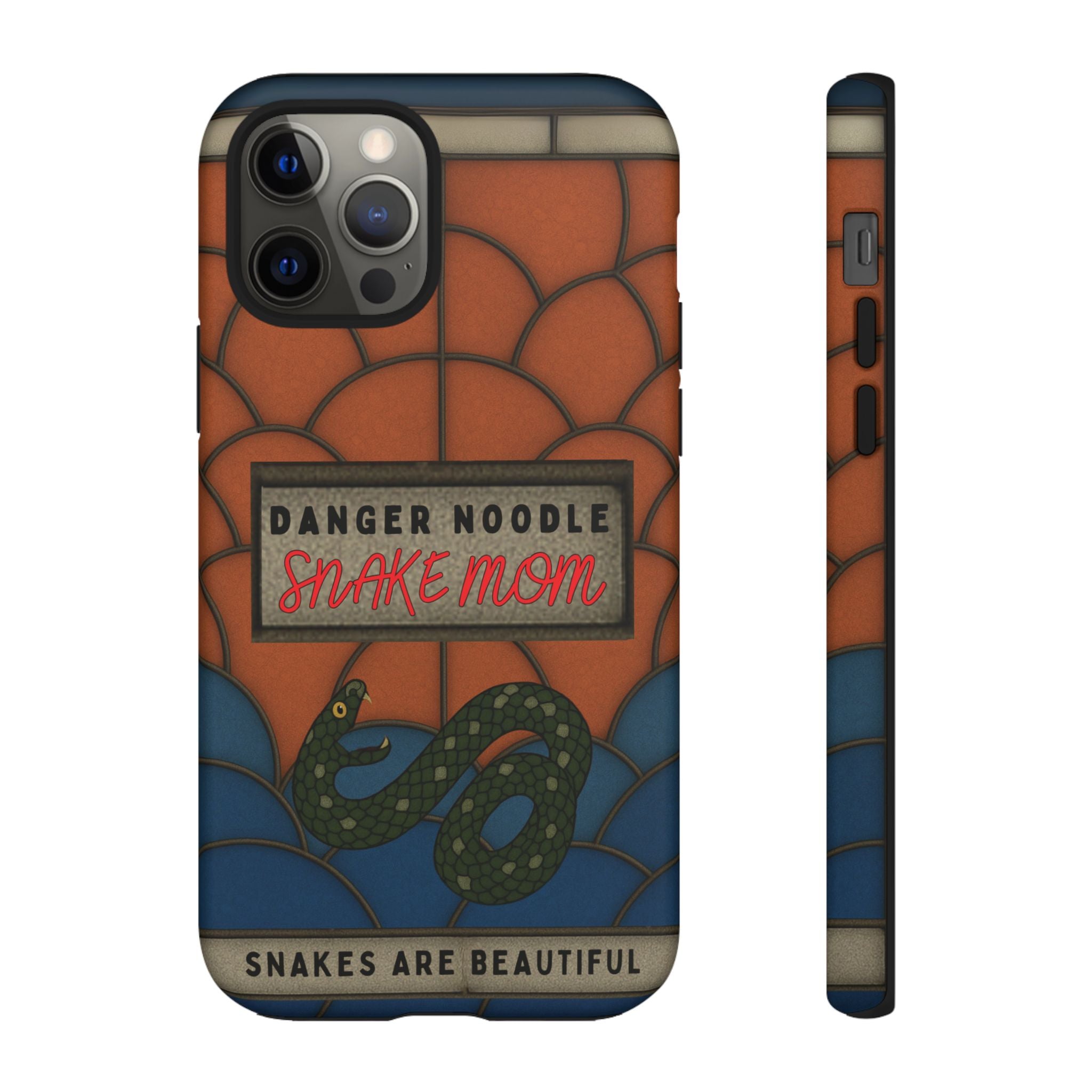 Danger Noodle Snake Mom Phone Case | Snakes Are Beautiful |Stained Glass Snake Art | Funny Snake Lover Gift |  Reptile Mom Phone Cover