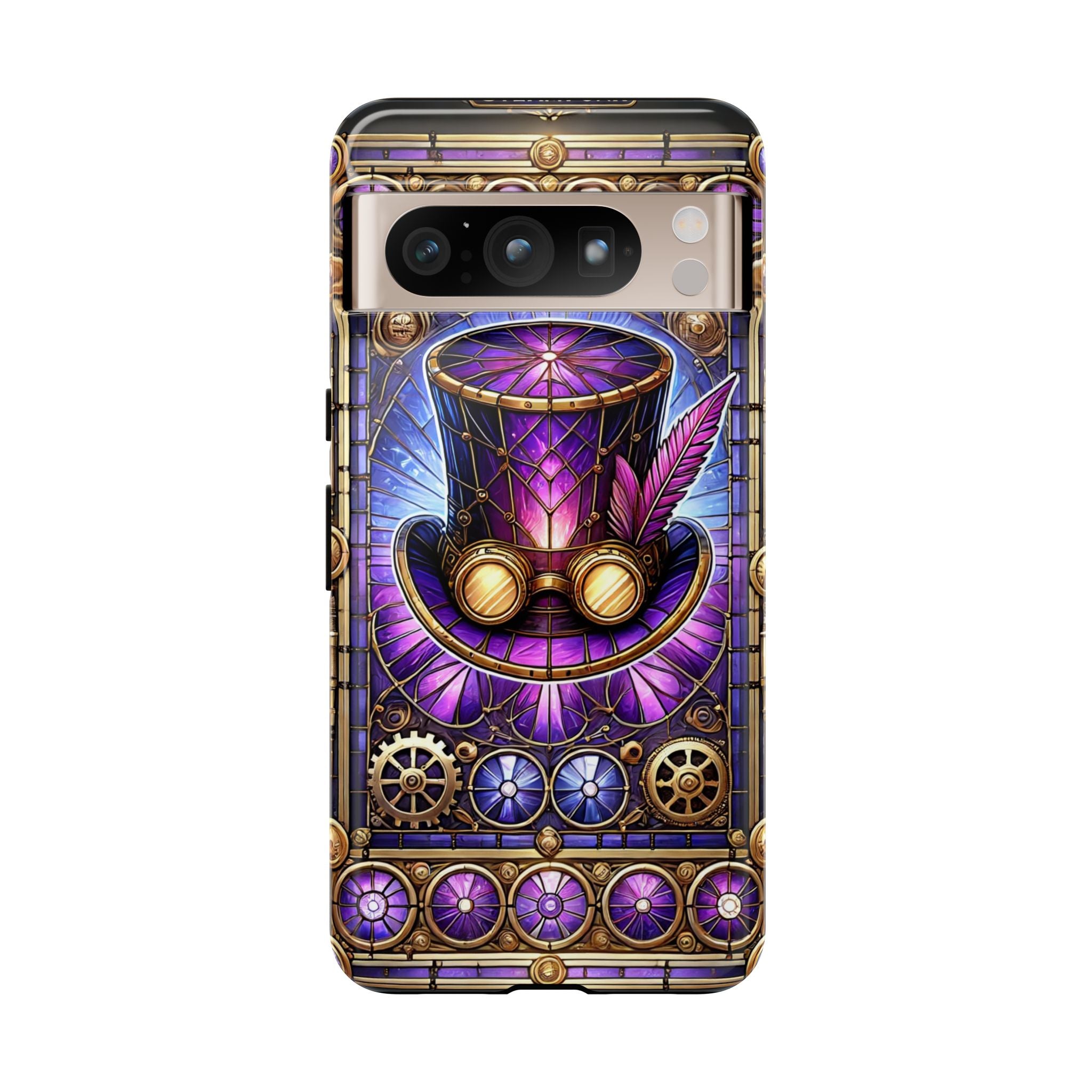 Stained Glass Steampunk Android Phone Case – 3D Full-Wrap Protective Cover with TPU Liner