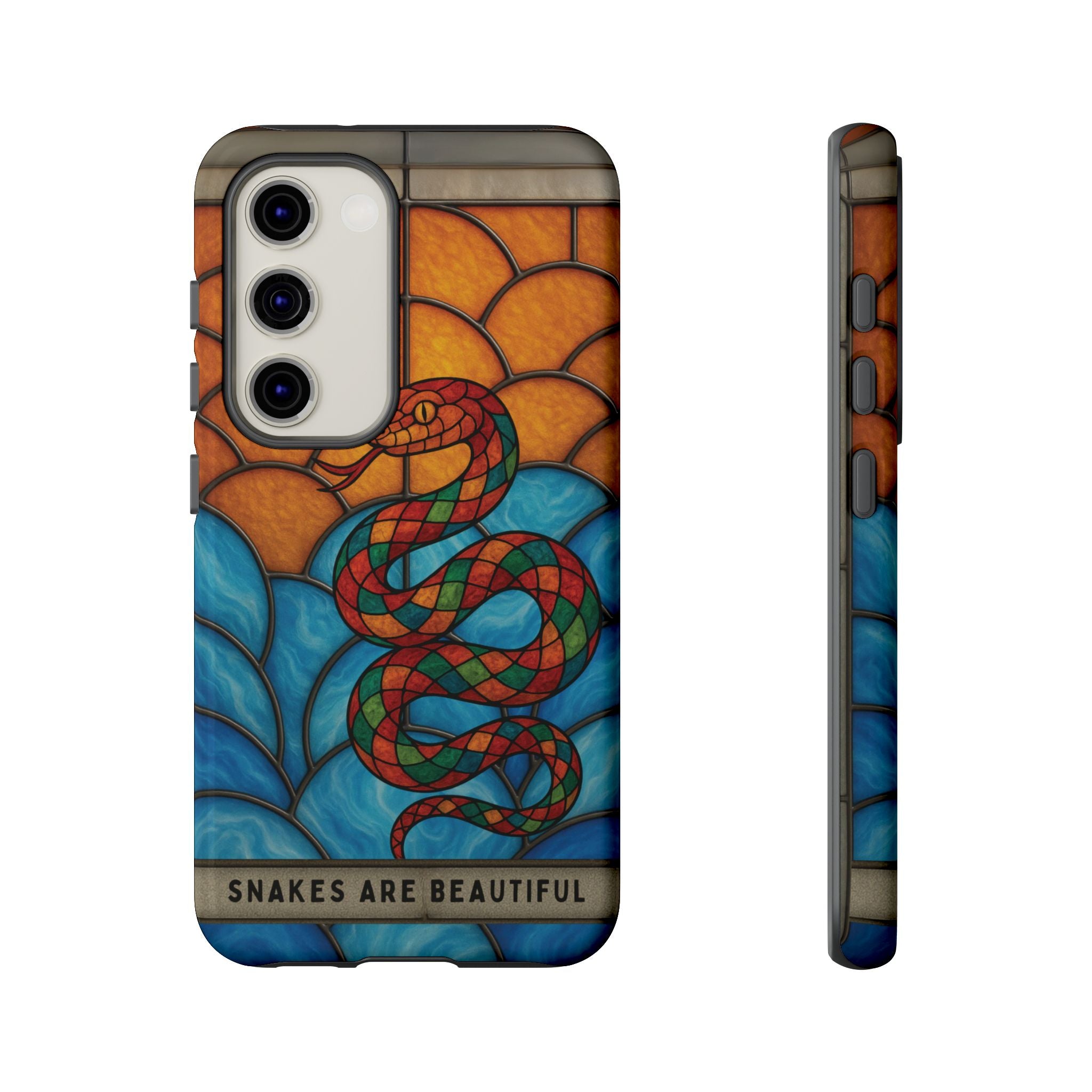 Snakes Are Beautiful Stained Glass Phone Case, Colorful Reptile Design Phone Cover, Nature Lovers Reptile Phone Case, Danger Noodle Case