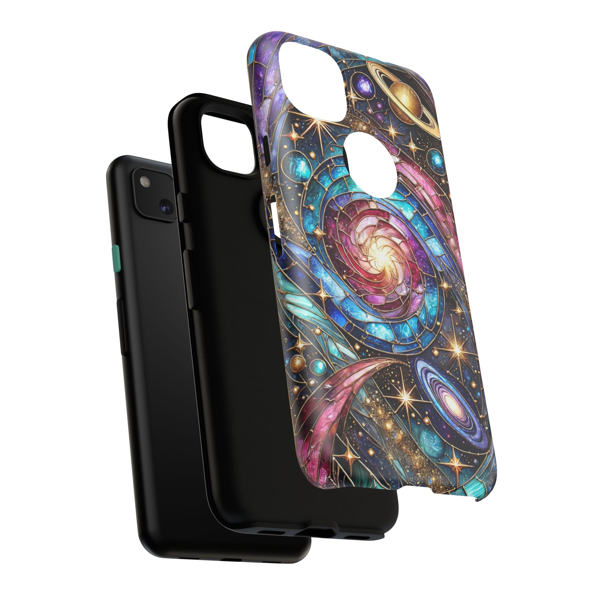 Stained Glass Celestial Android Phone Case – 3D Galaxy Full-Wrap Protective Cover with TPU Liner