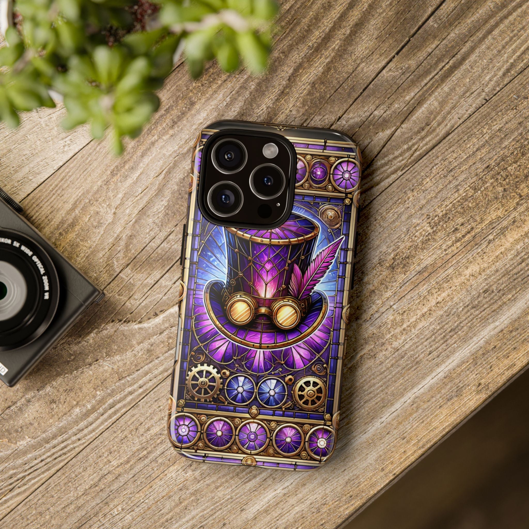 Stained Glass Steampunk iPhone Case – 3D Full-Wrap Protective Phone Cover With TPU Liner