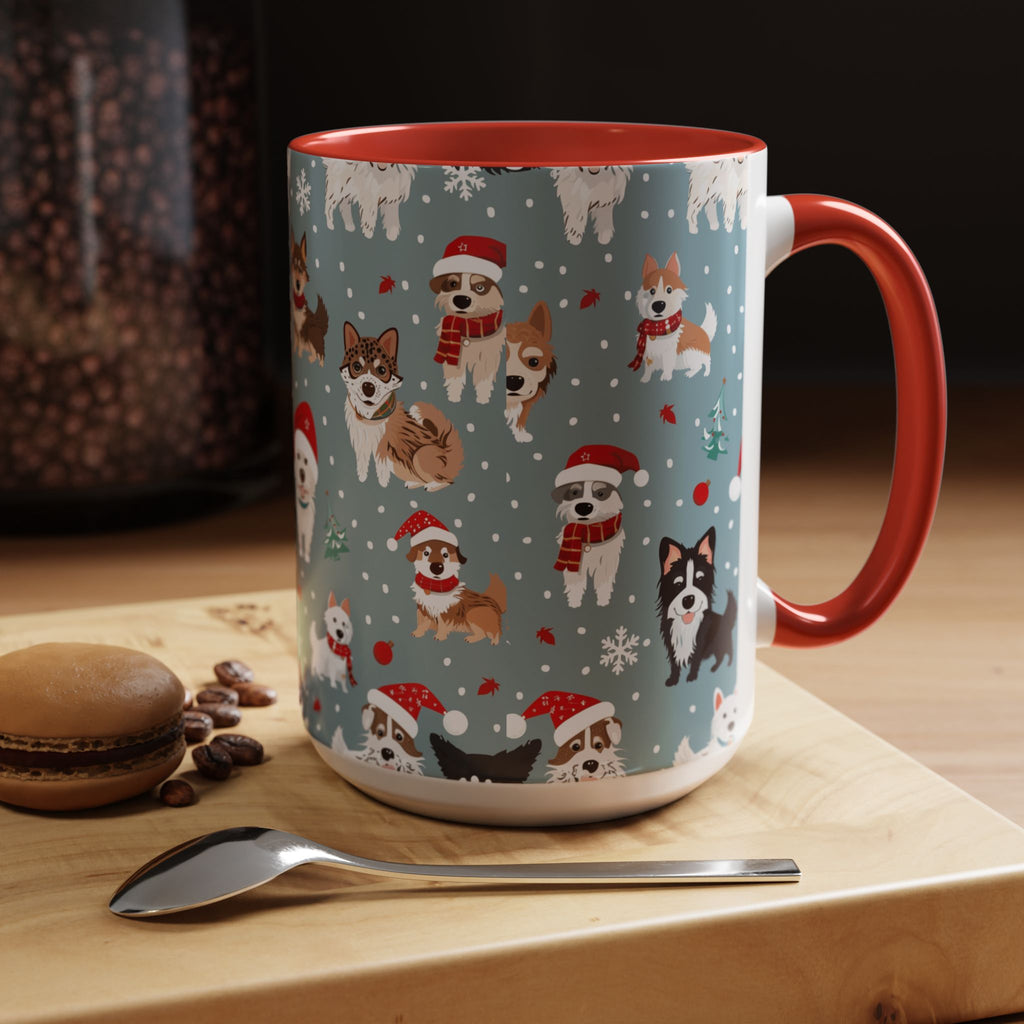 Corgi Holiday Coffee Mug – Cute Santa Dog Pattern Accent Mug (11/15oz)