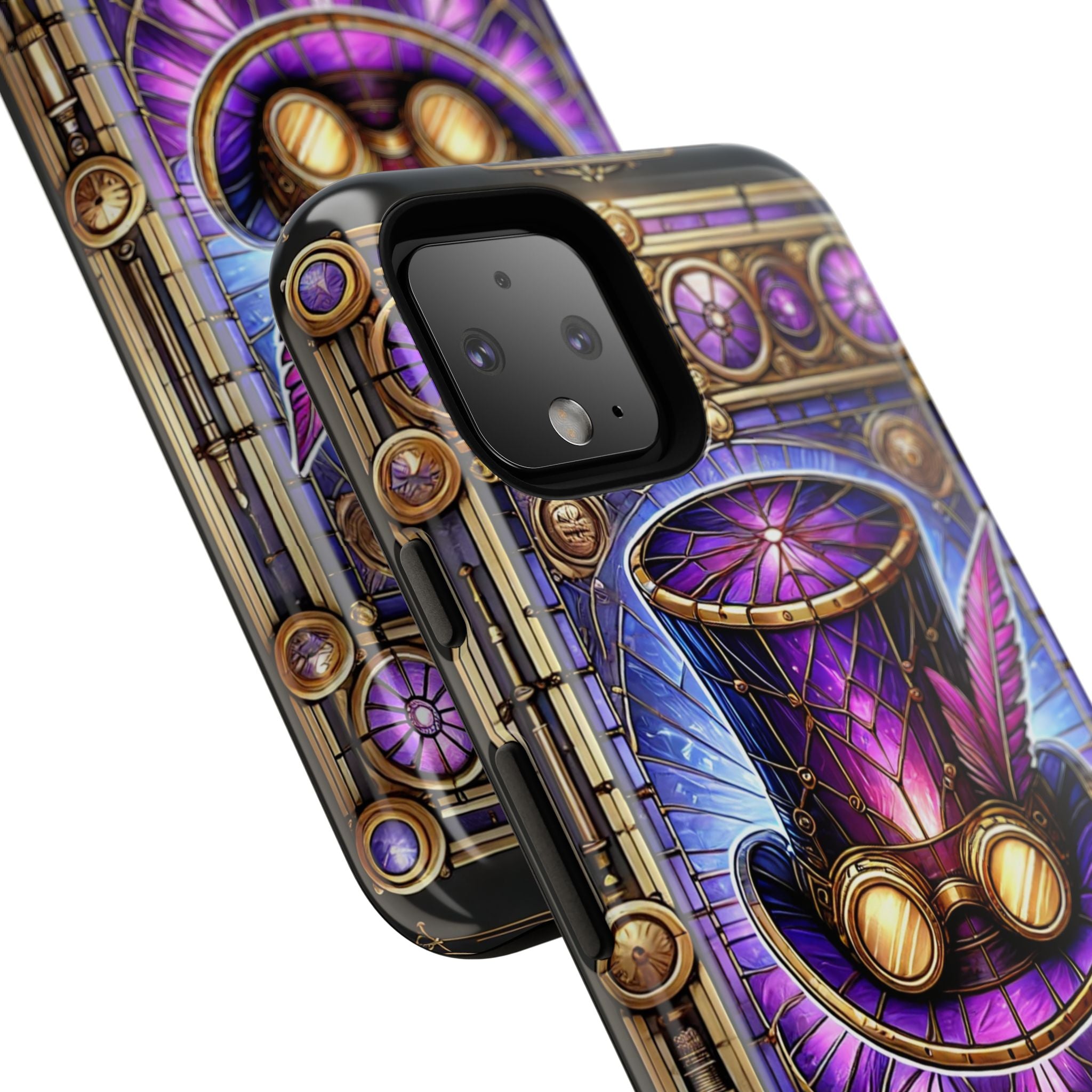 Stained Glass Steampunk Android Phone Case – 3D Full-Wrap Protective Cover with TPU Liner