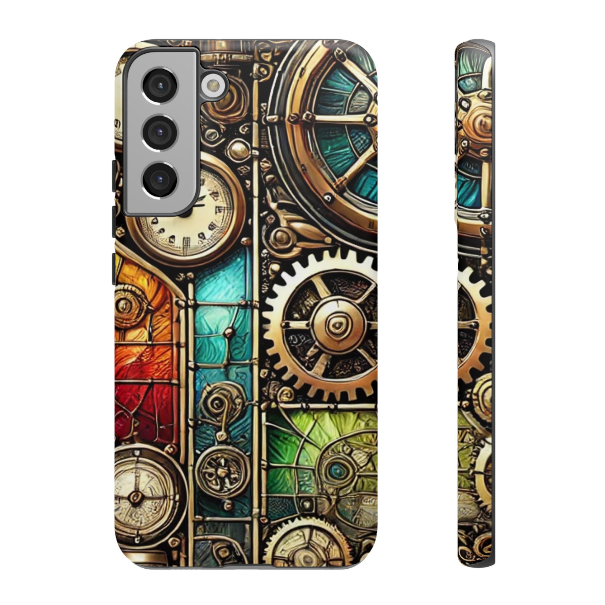 Steampunk Faux Stained Glass Android Phone Case – 3D Full-Wrap Protective Cover with TPU Liner