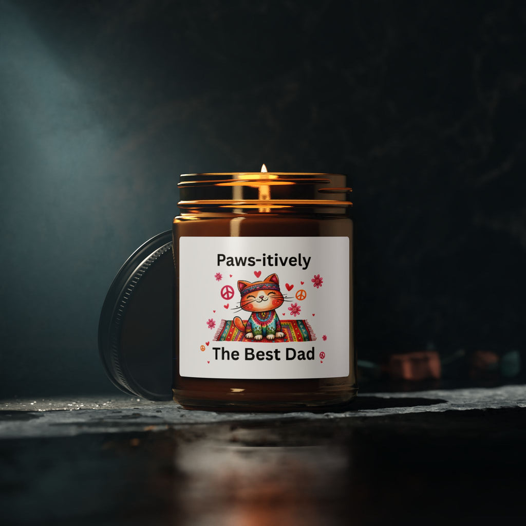 Paws-itively The Best Dad Scented Soy Candle, Cat Dad Gift