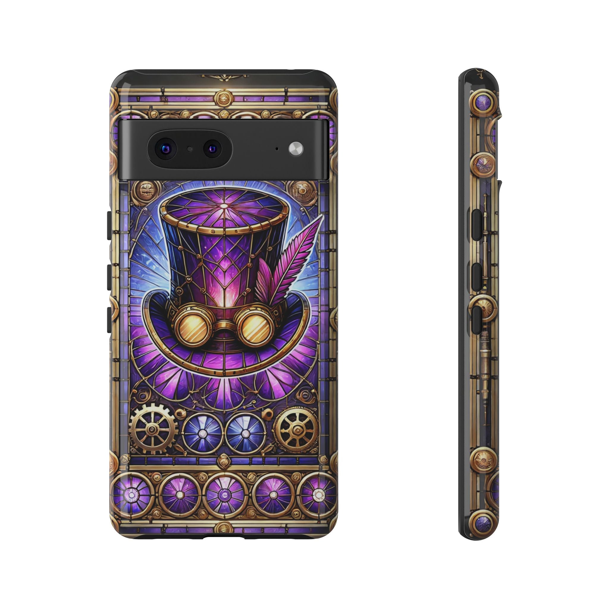 Stained Glass Steampunk Android Phone Case – 3D Full-Wrap Protective Cover with TPU Liner