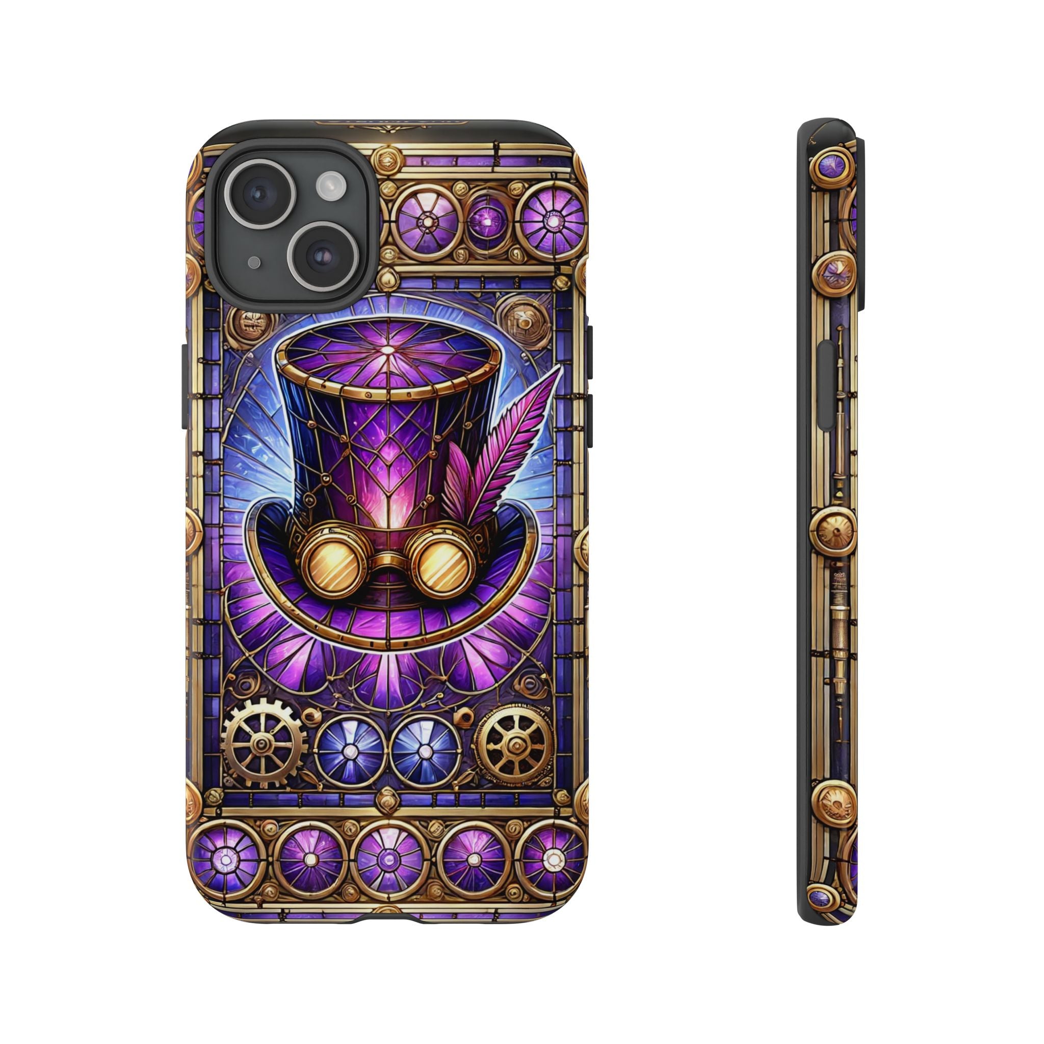 Stained Glass Steampunk iPhone Case – 3D Full-Wrap Protective Phone Cover With TPU Liner