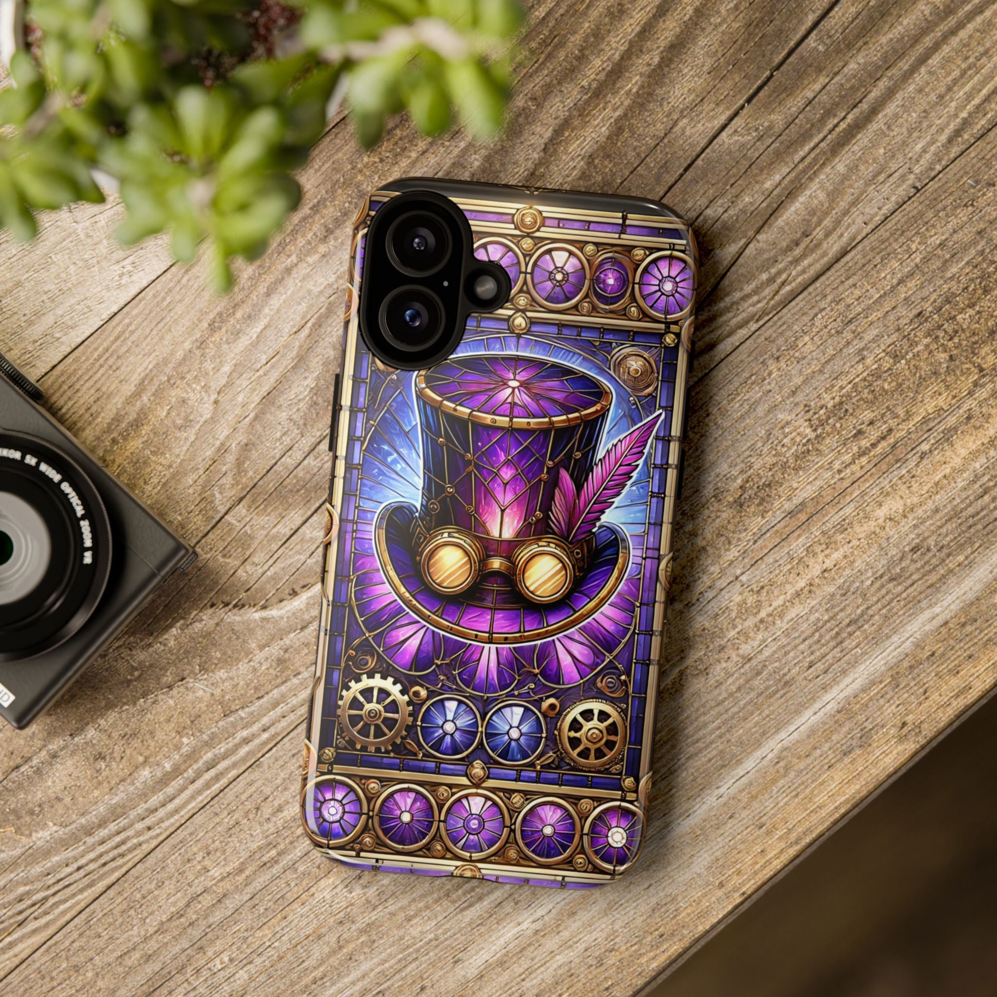 Stained Glass Steampunk iPhone Case – 3D Full-Wrap Protective Phone Cover With TPU Liner