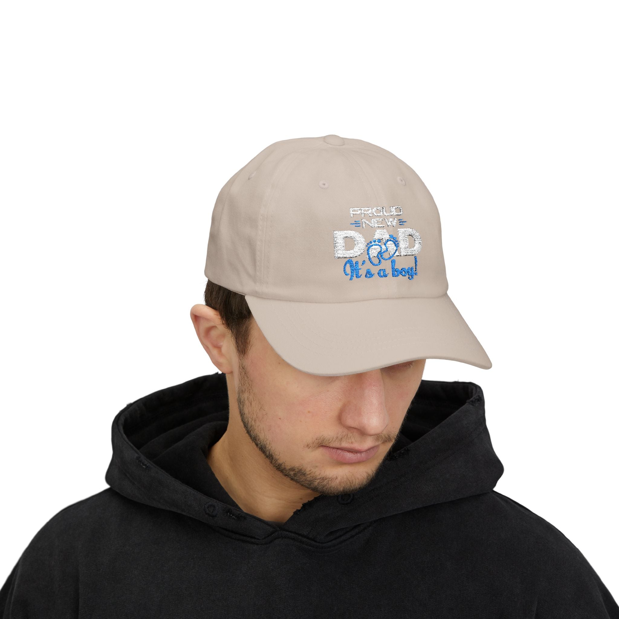 New Dad Cap - "Proud New Dad, It's a Boy" Embroidered Baseball Hat