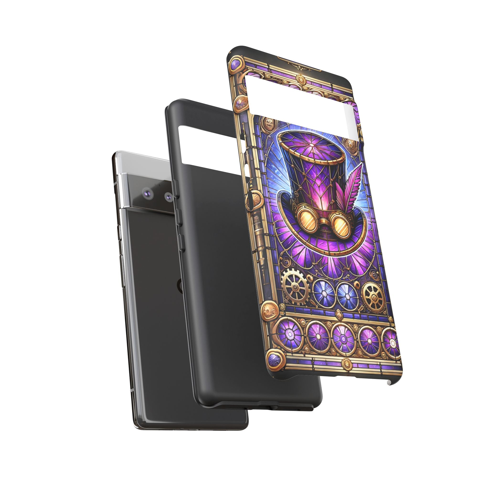 Stained Glass Steampunk Android Phone Case – 3D Full-Wrap Protective Cover with TPU Liner