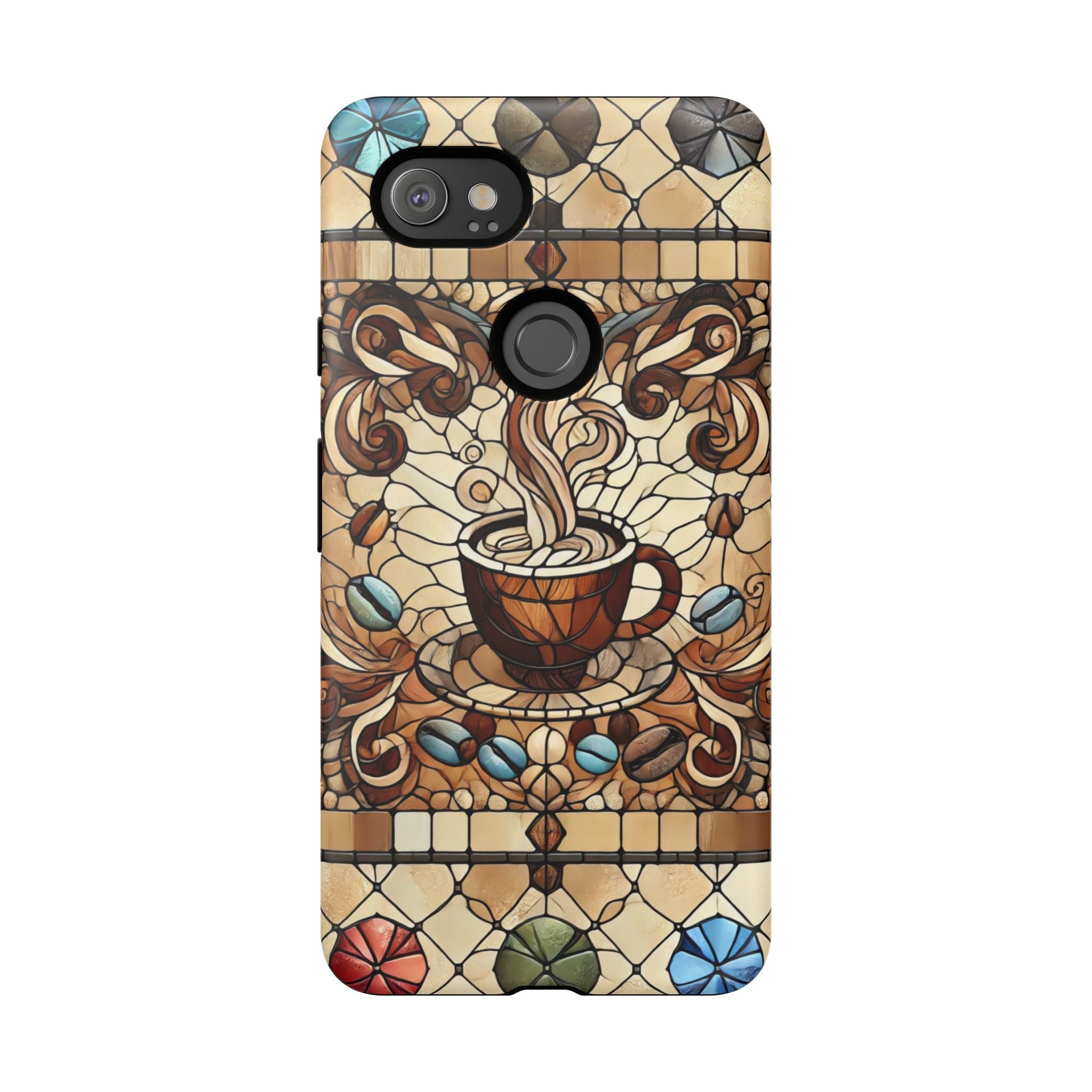 Stained Glass Coffee Android Phone Case – Shockproof TPU, 3D Wrap