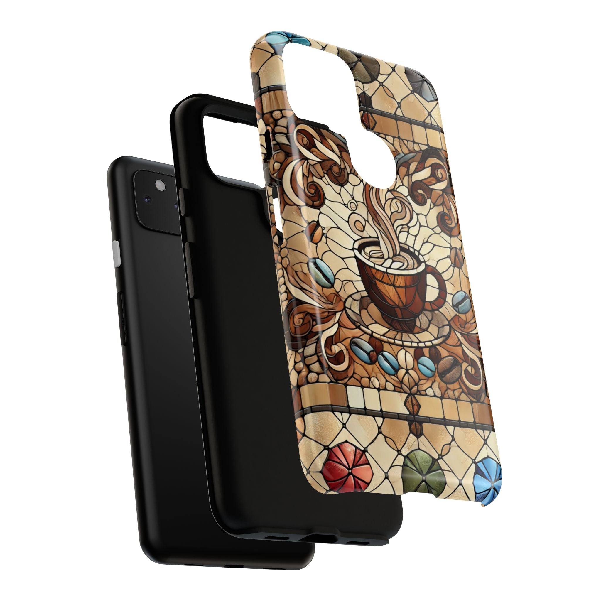 Stained Glass Coffee Android Phone Case – Shockproof TPU, 3D Wrap