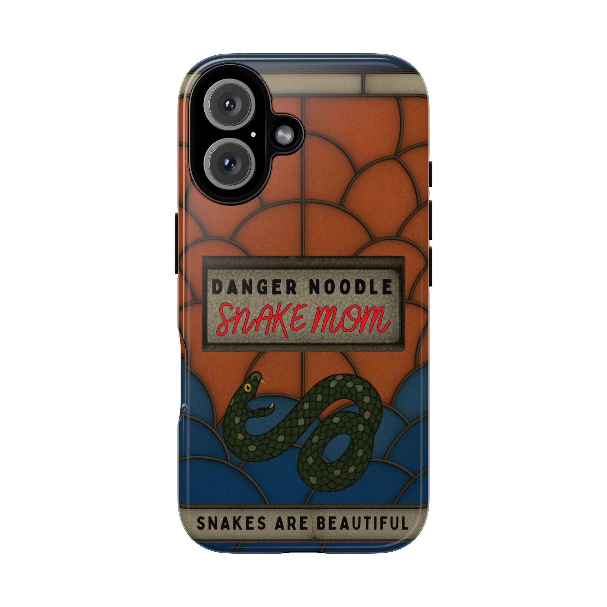 Danger Noodle Snake Mom Phone Case | Snakes Are Beautiful |Stained Glass Snake Art | Funny Snake Lover Gift |  Reptile Mom Phone Cover