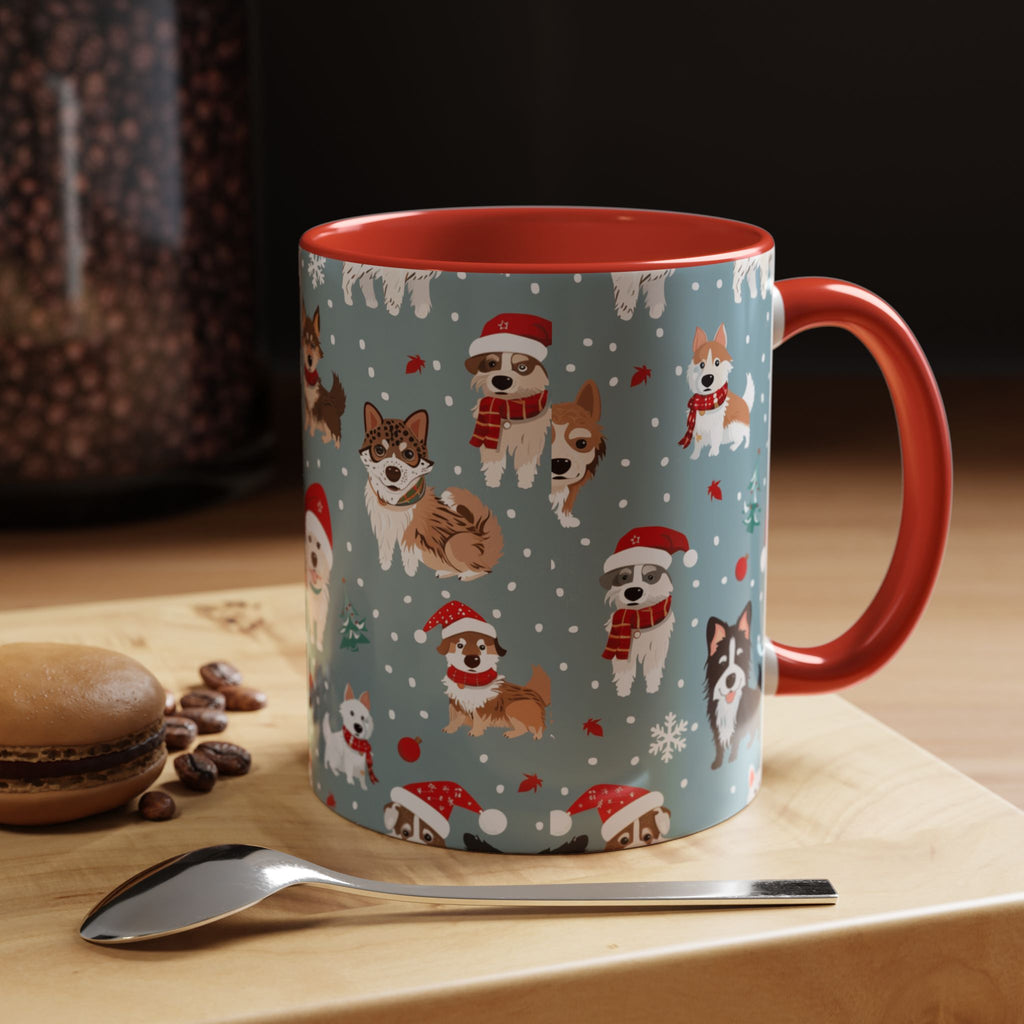 Corgi Holiday Coffee Mug – Cute Santa Dog Pattern Accent Mug (11/15oz)
