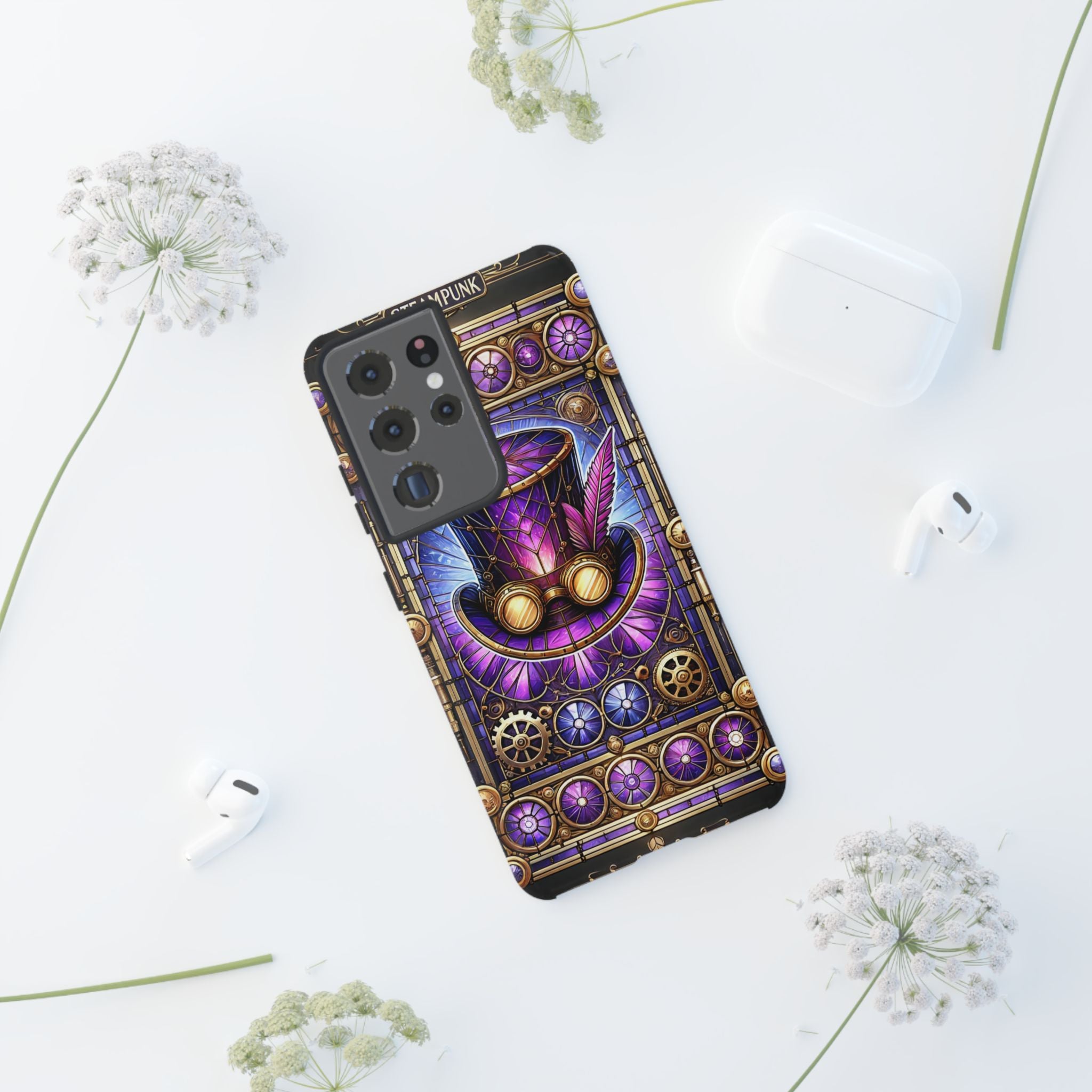 Stained Glass Steampunk Android Phone Case – 3D Full-Wrap Protective Cover with TPU Liner