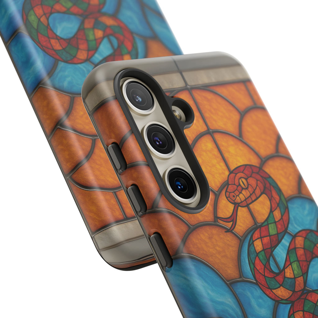 Snakes Are Beautiful Stained Glass Phone Case, Colorful Reptile Design Phone Cover, Nature Lovers Reptile Phone Case, Danger Noodle Case