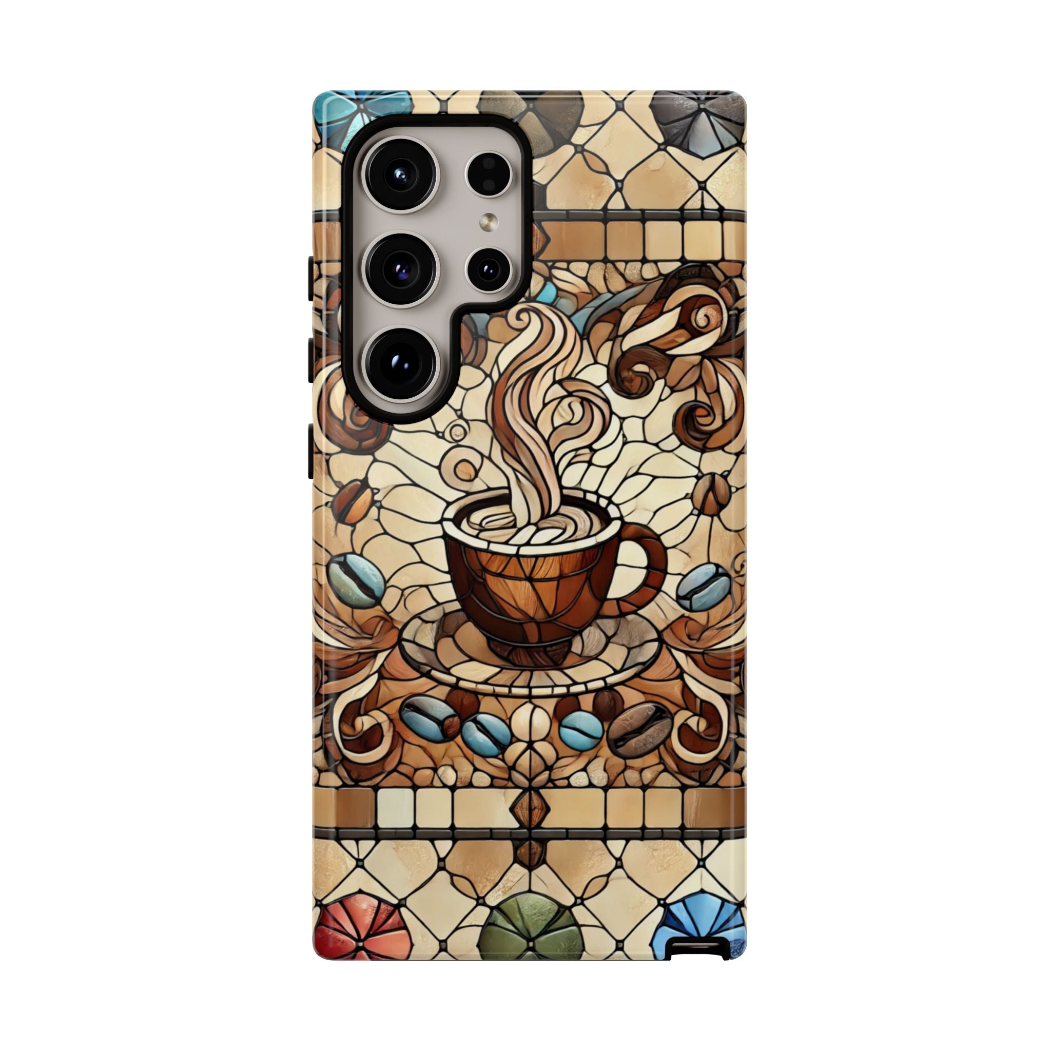 Stained Glass Coffee iPhone Case – Shockproof TPU, 3D Wrap Design