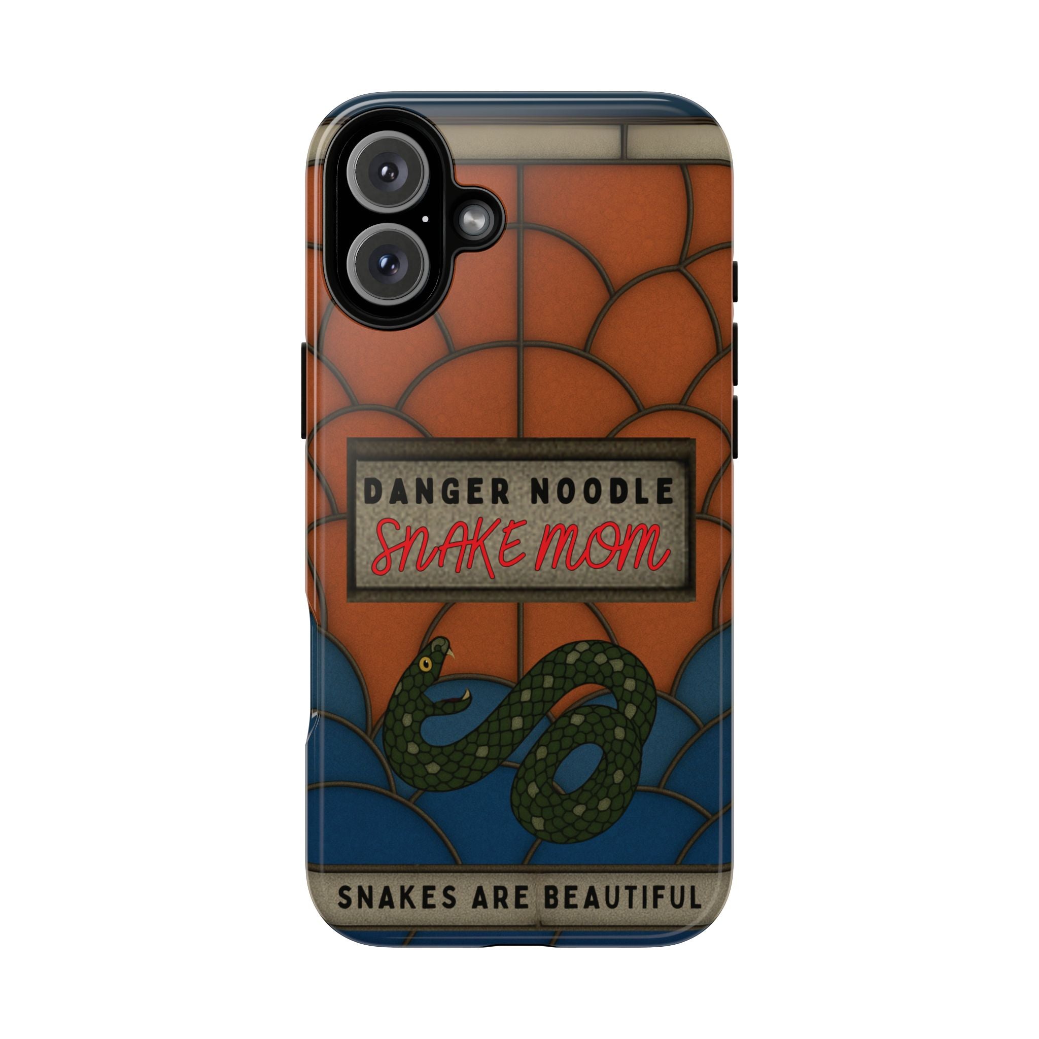 Danger Noodle Snake Mom Phone Case | Snakes Are Beautiful |Stained Glass Snake Art | Funny Snake Lover Gift |  Reptile Mom Phone Cover
