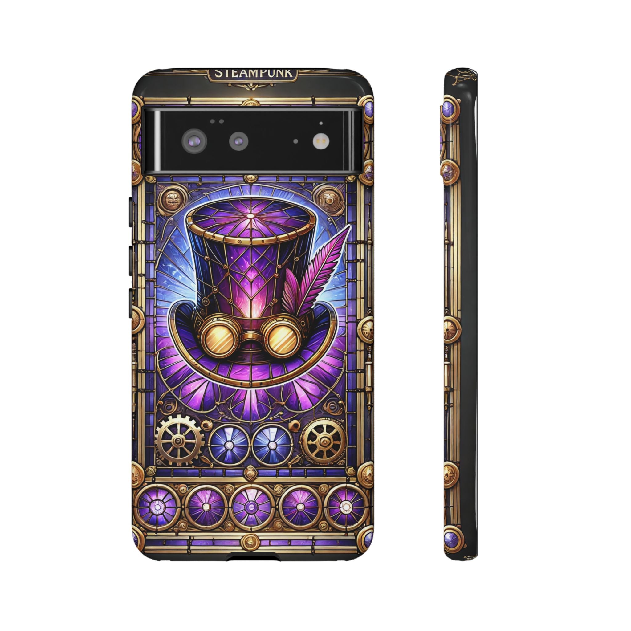 Stained Glass Steampunk Android Phone Case – 3D Full-Wrap Protective Cover with TPU Liner