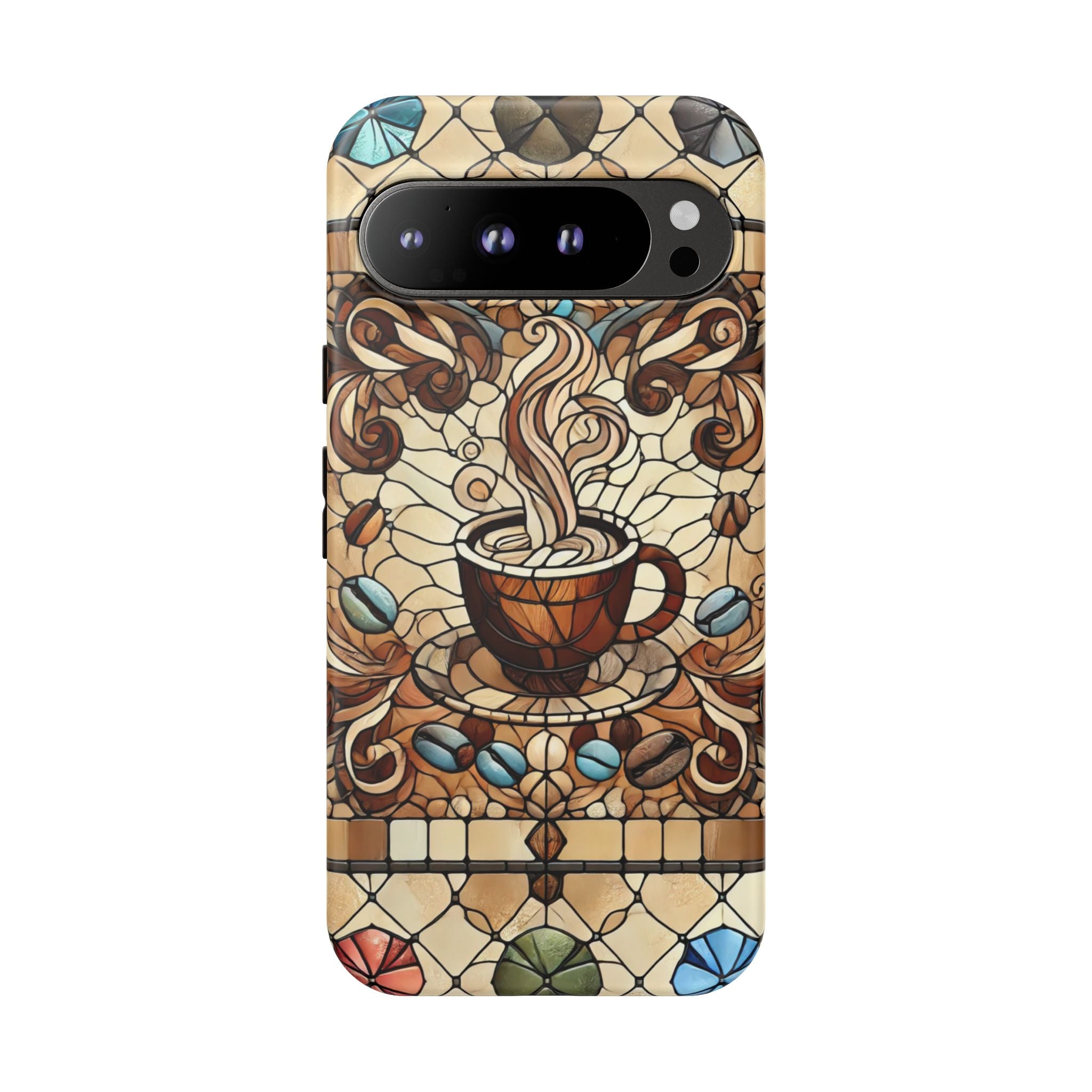 Stained Glass Coffee Android Phone Case – Shockproof TPU, 3D Wrap