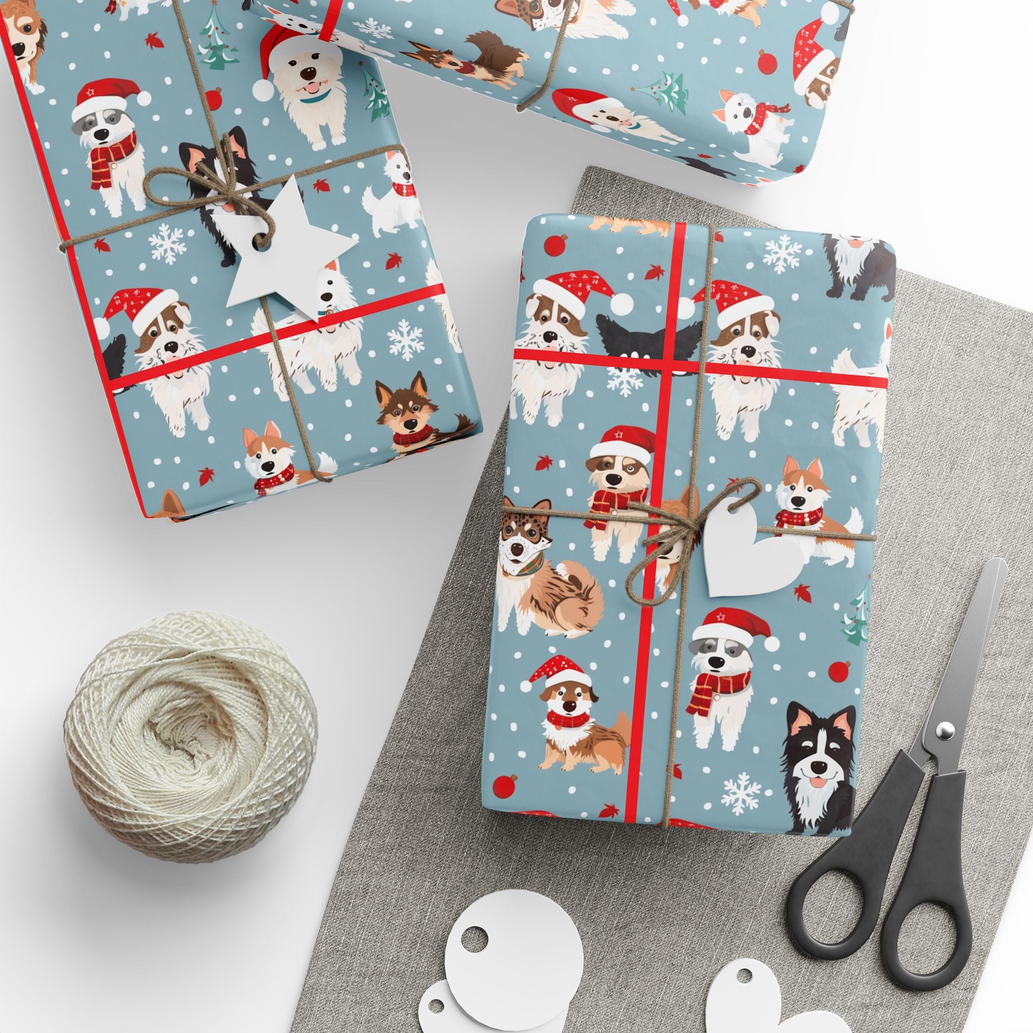 Dog Pattern Wrapping Paper Roll – Festive Puppies Holiday Gift Wrap